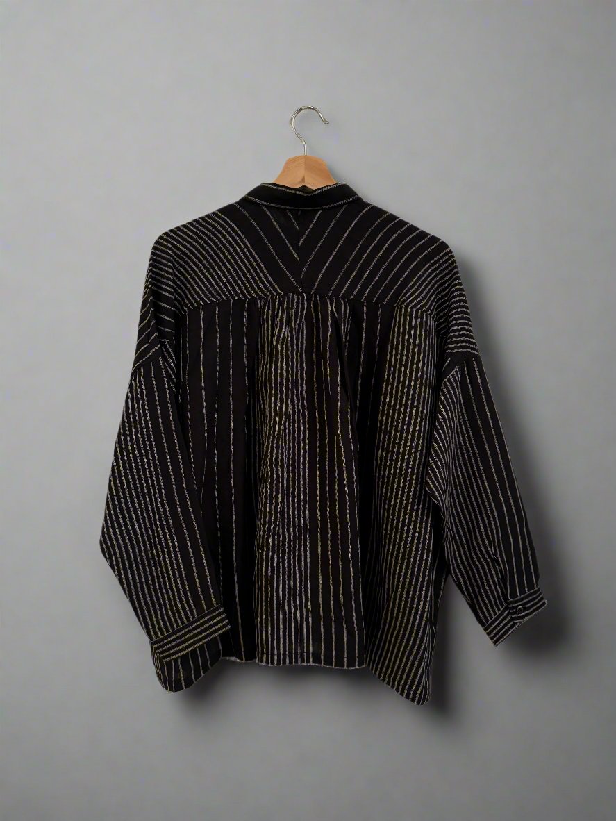 Striped black linen shirt