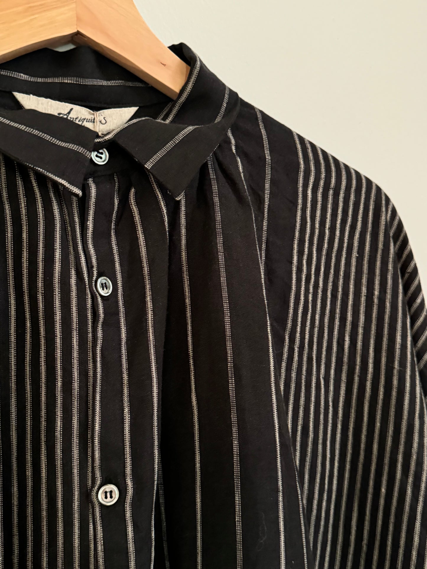 Striped black linen shirt