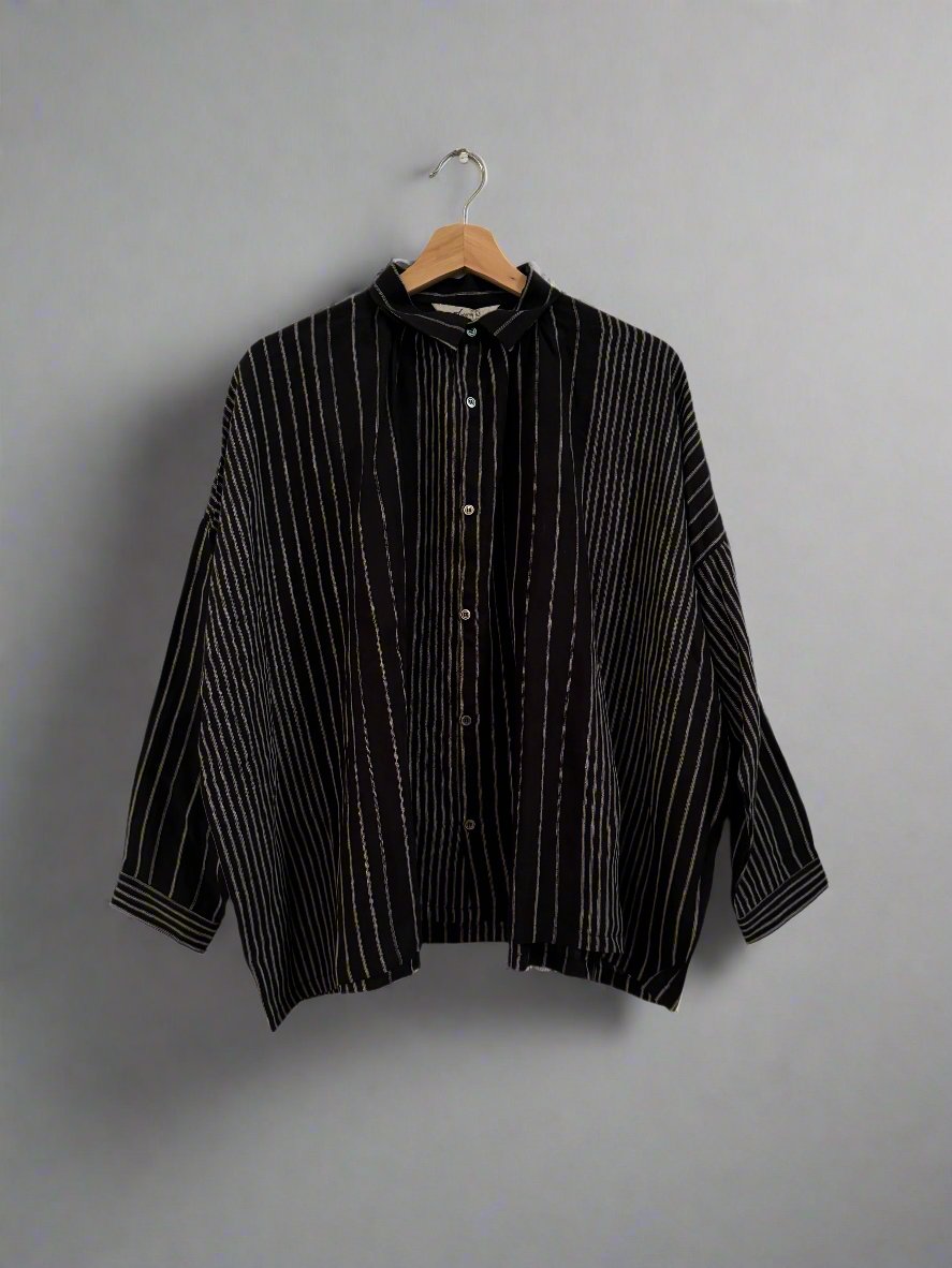 Striped black linen shirt