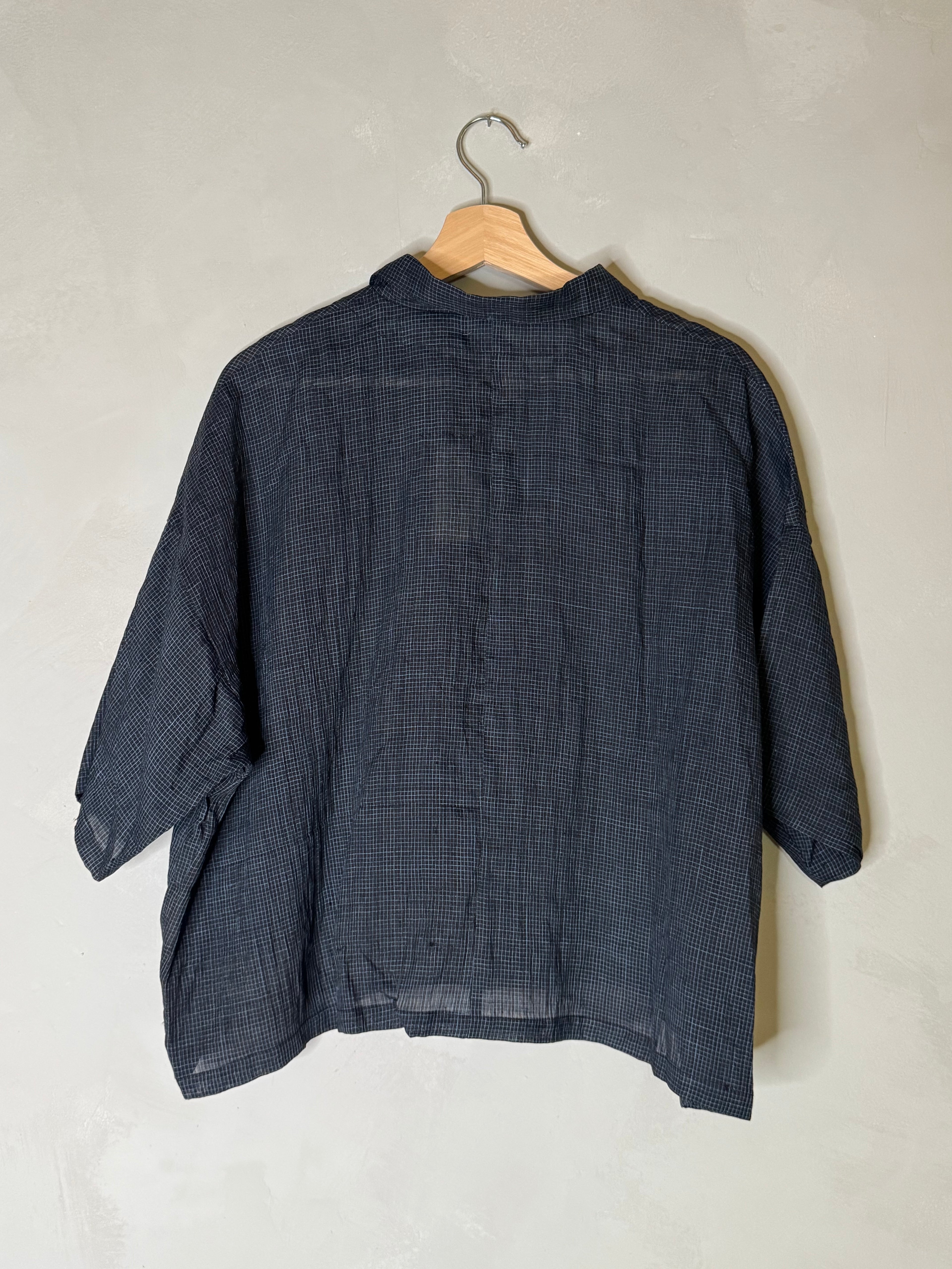 indigo linen handmade shirt