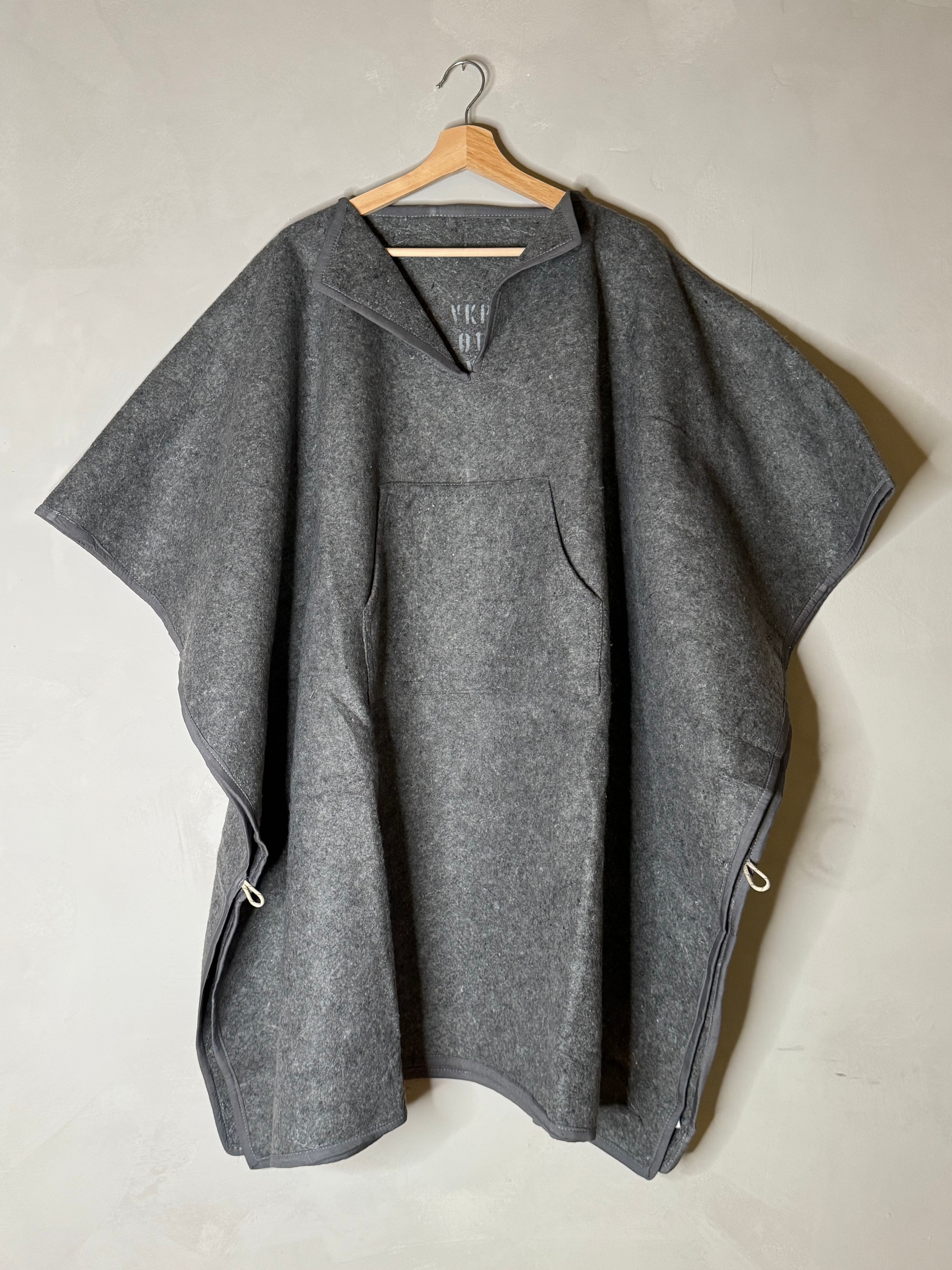 felted blanket poncho - gray