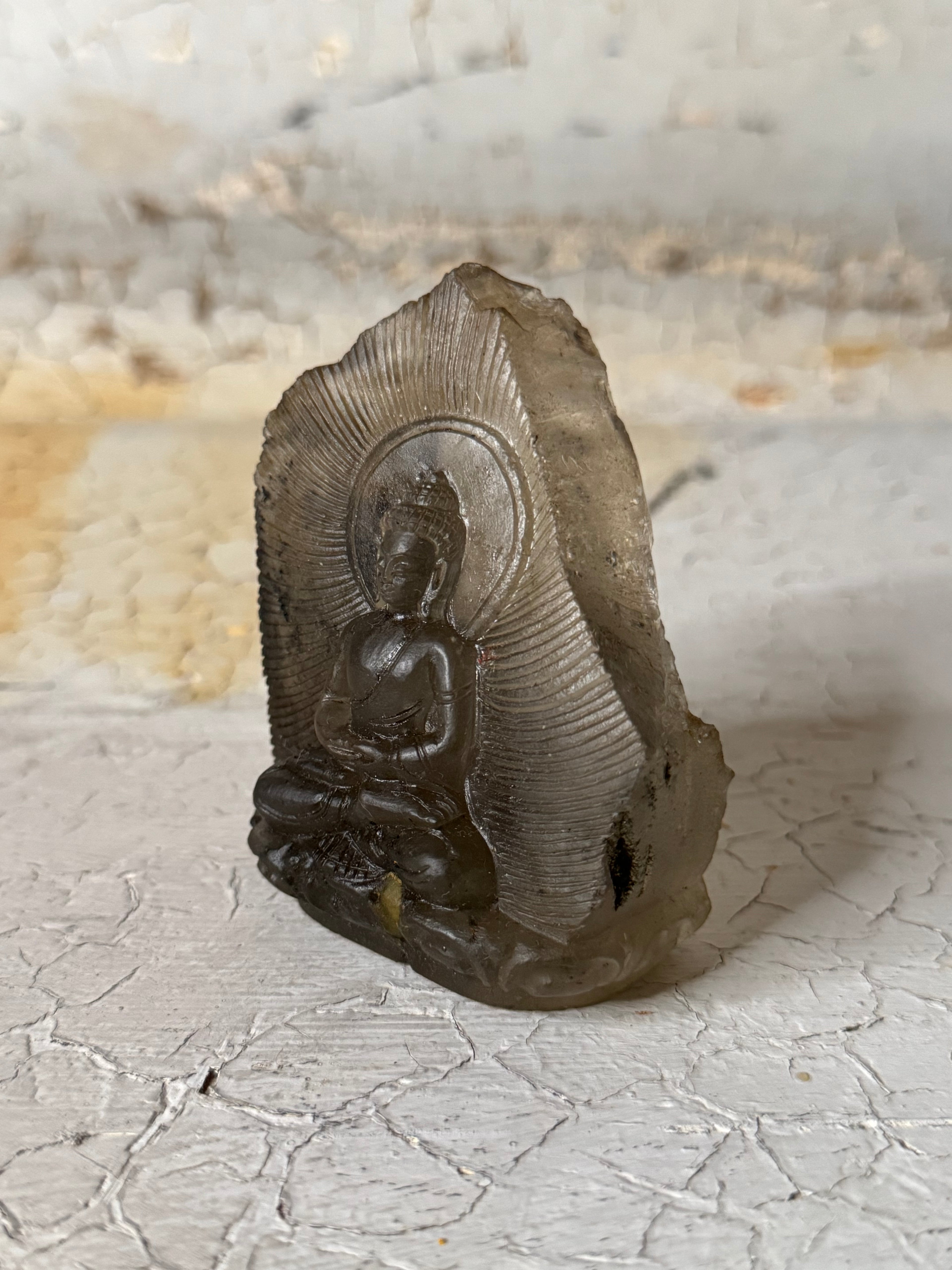 buddha carved green chlorite and quartz