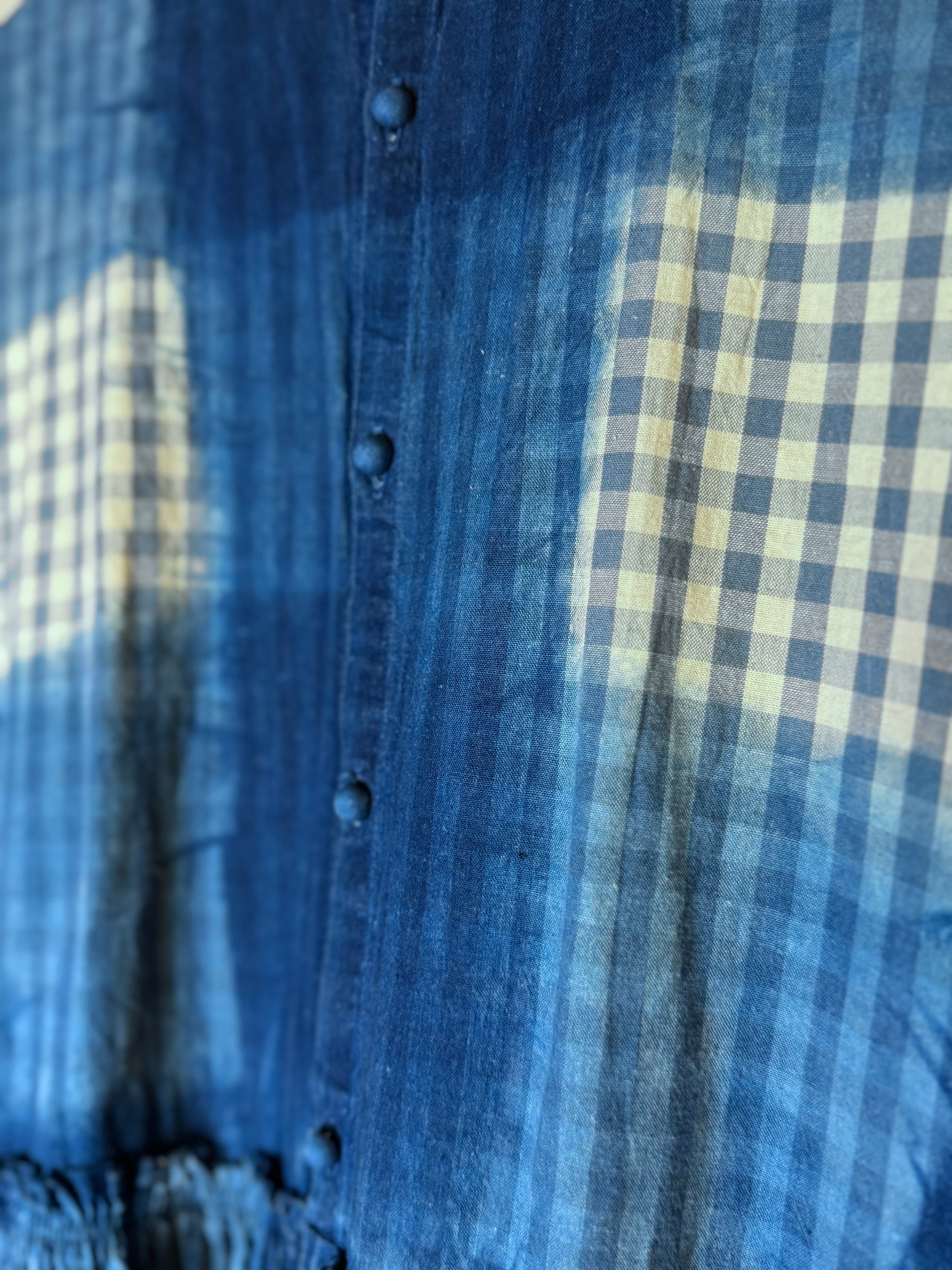 Ichi antiquites Gingham indigo dress – mizutama