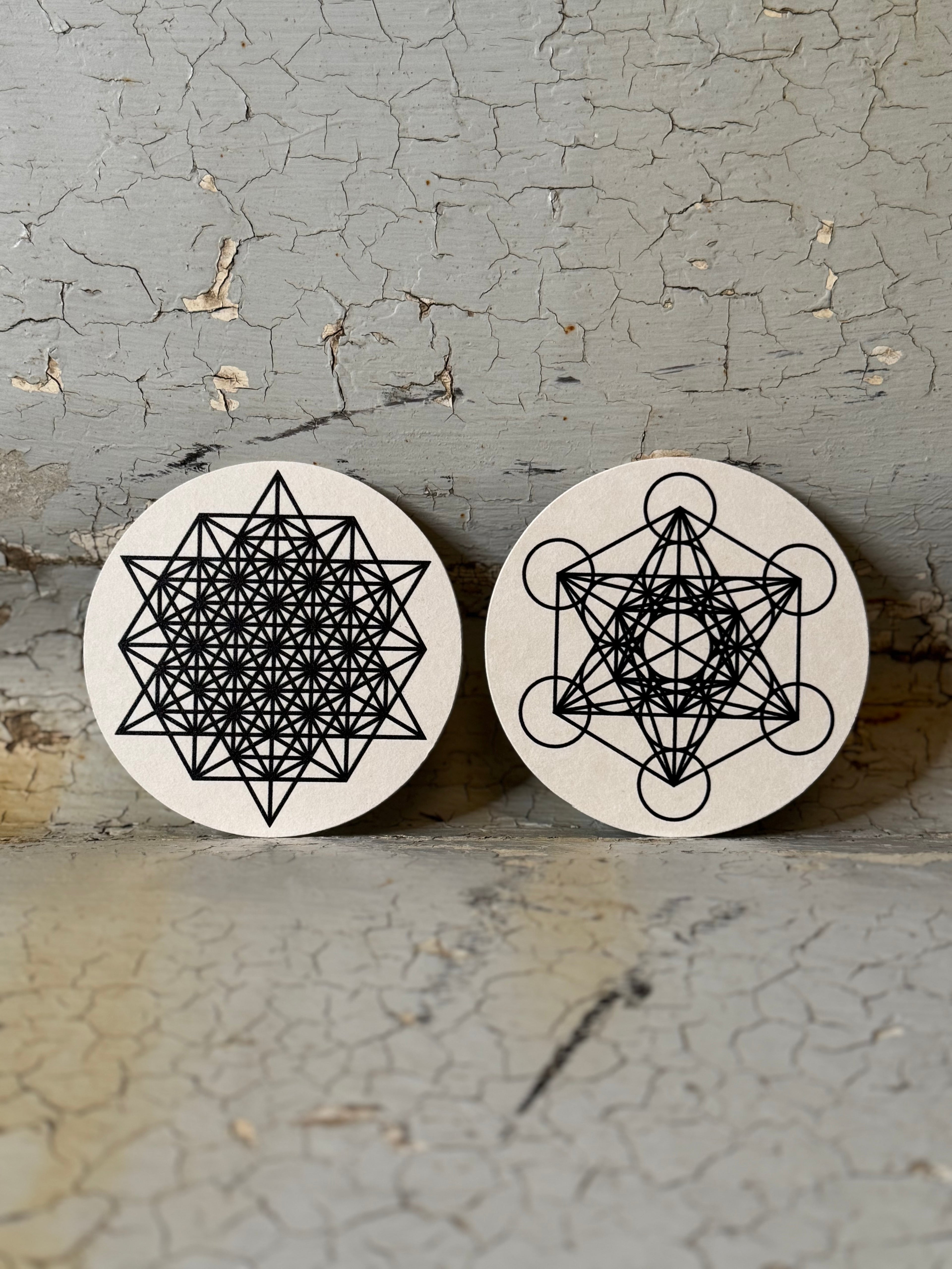 Sacred Geometry coaster / crystal grid - 2 patterns