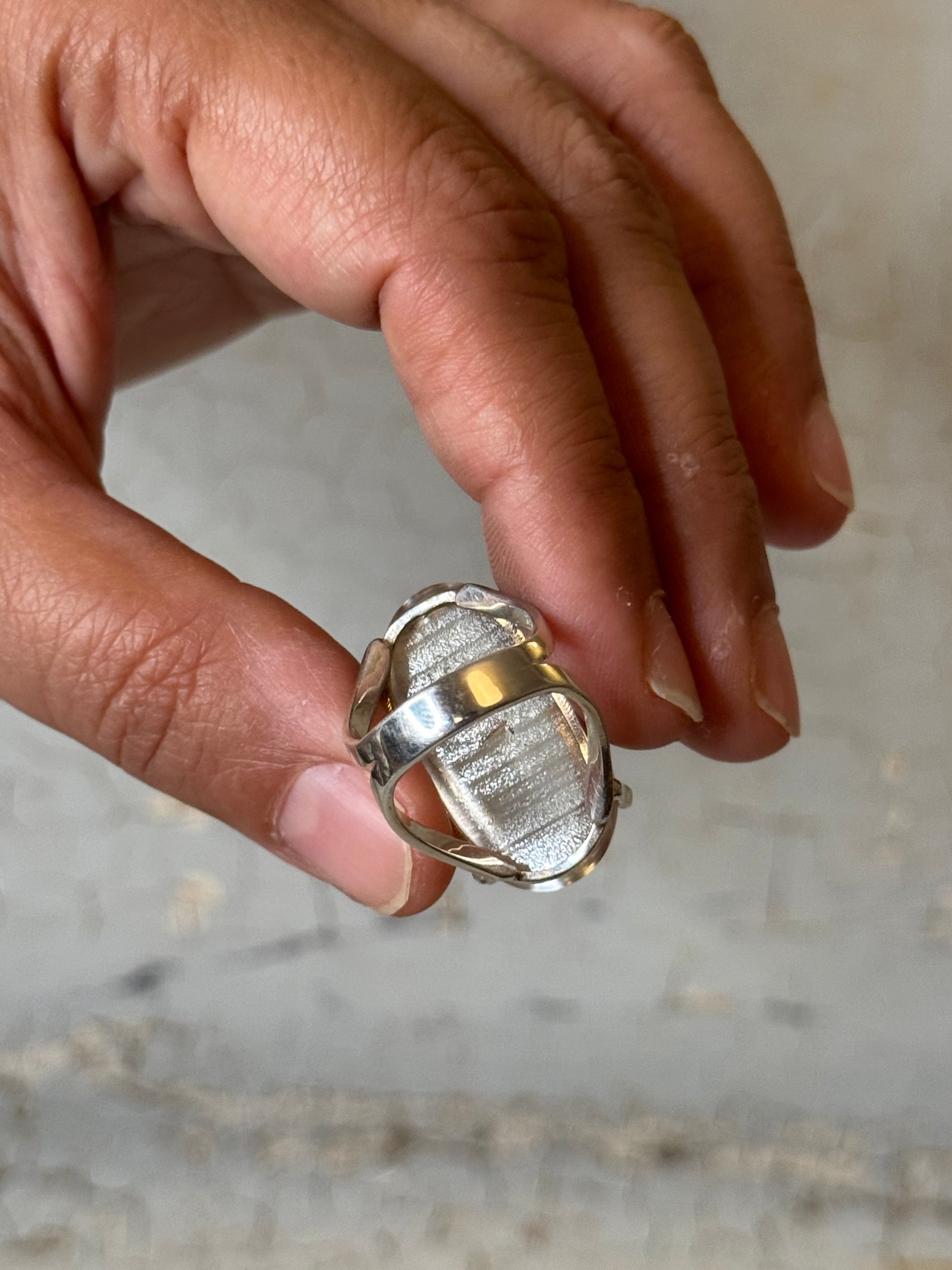 lemurian quartz sterling silver rings