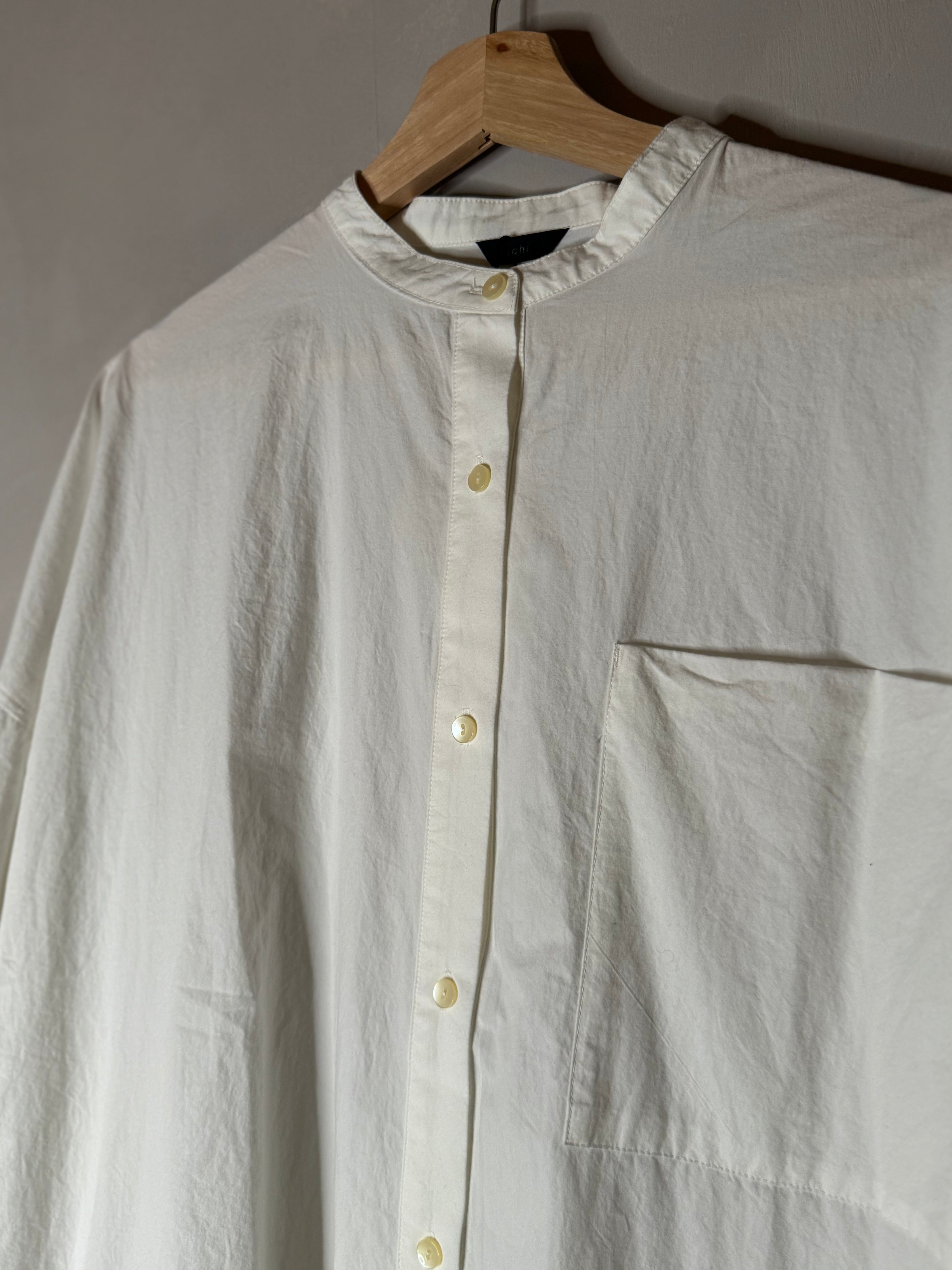 Ichi 3/4 length white cotton shirt
