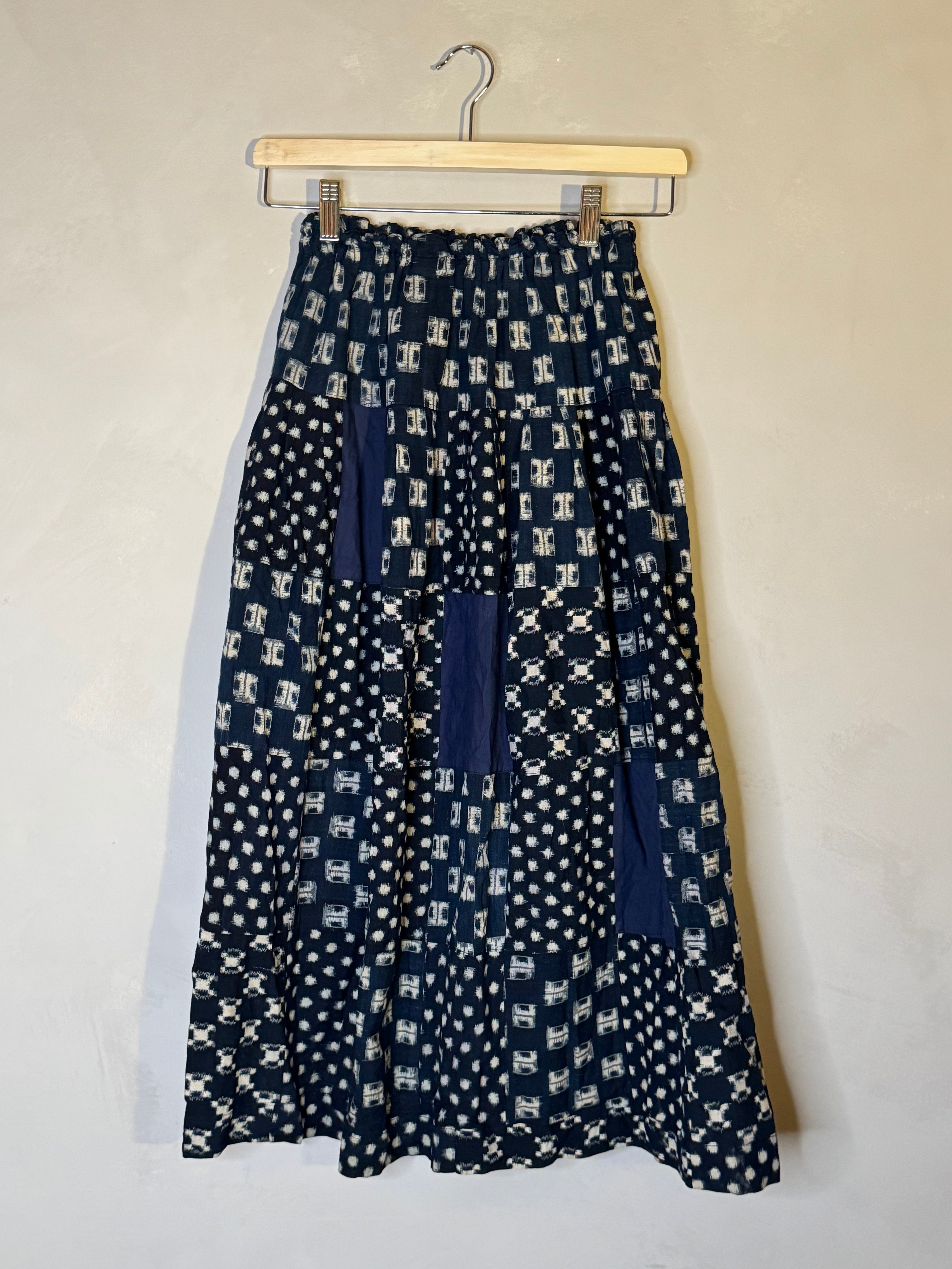 Handmade indigo patchwork skirt