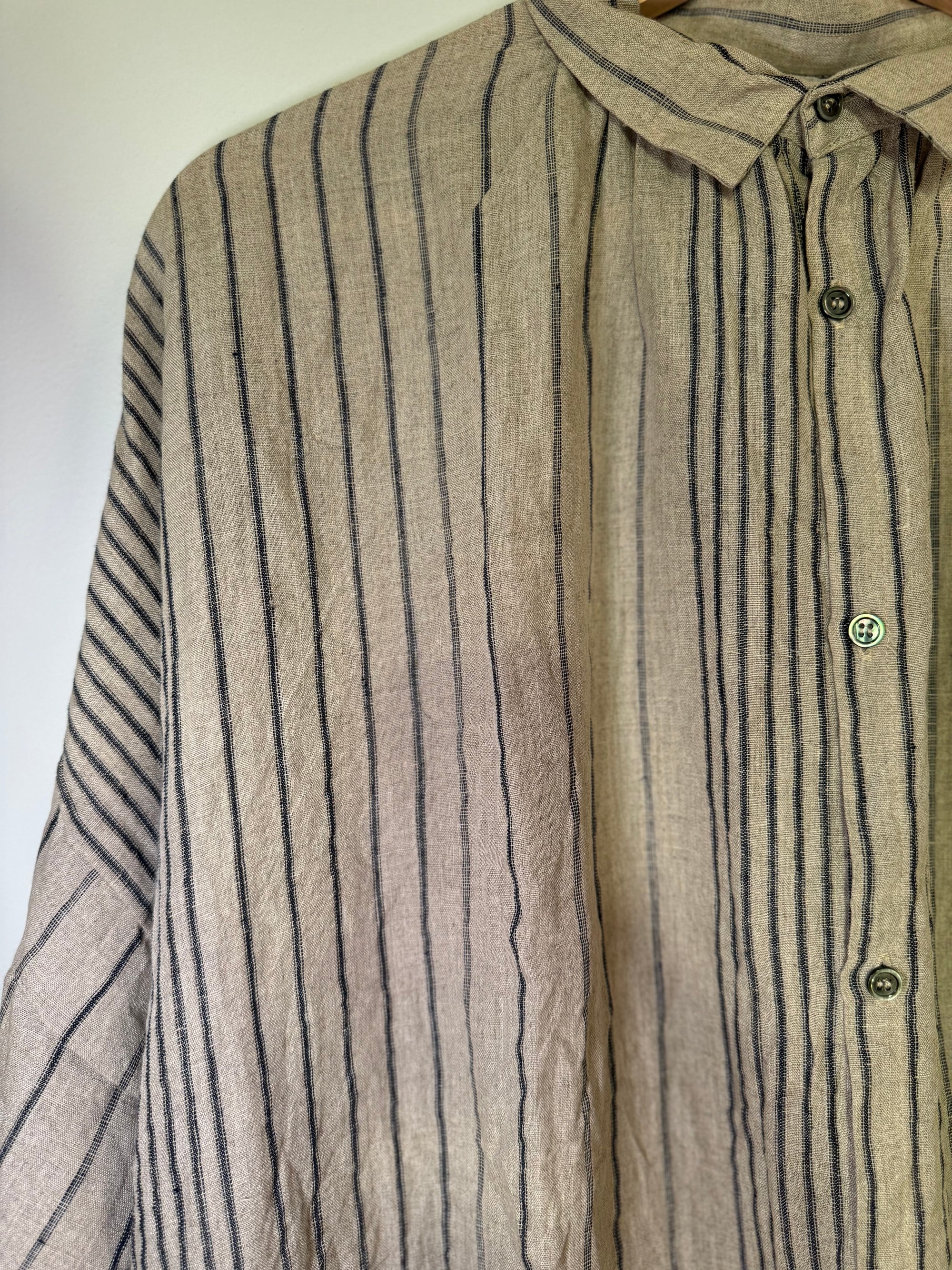 Ichi antiquites Striped beige linen shirt