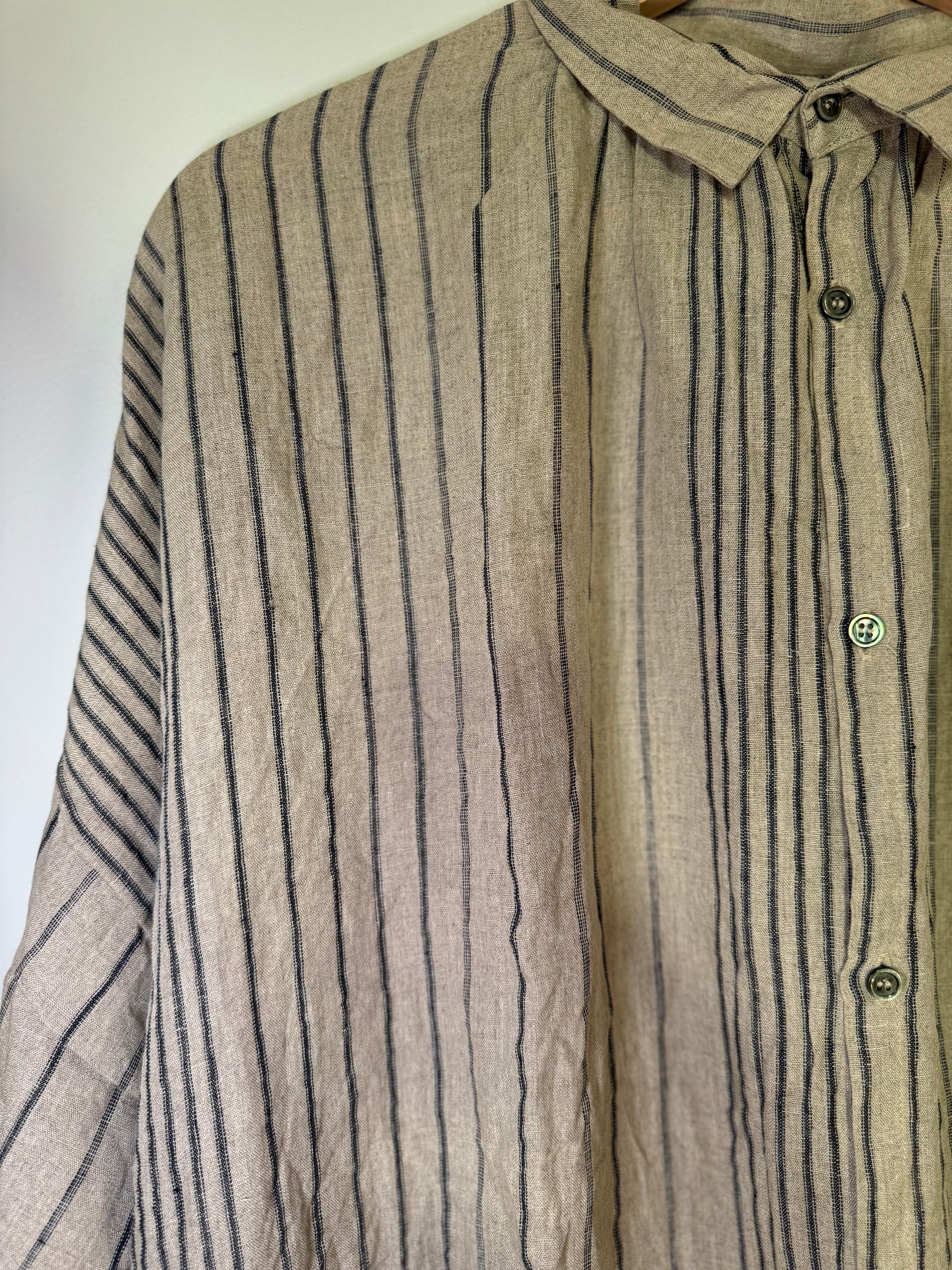 Ichi antiquites striped linen shirt