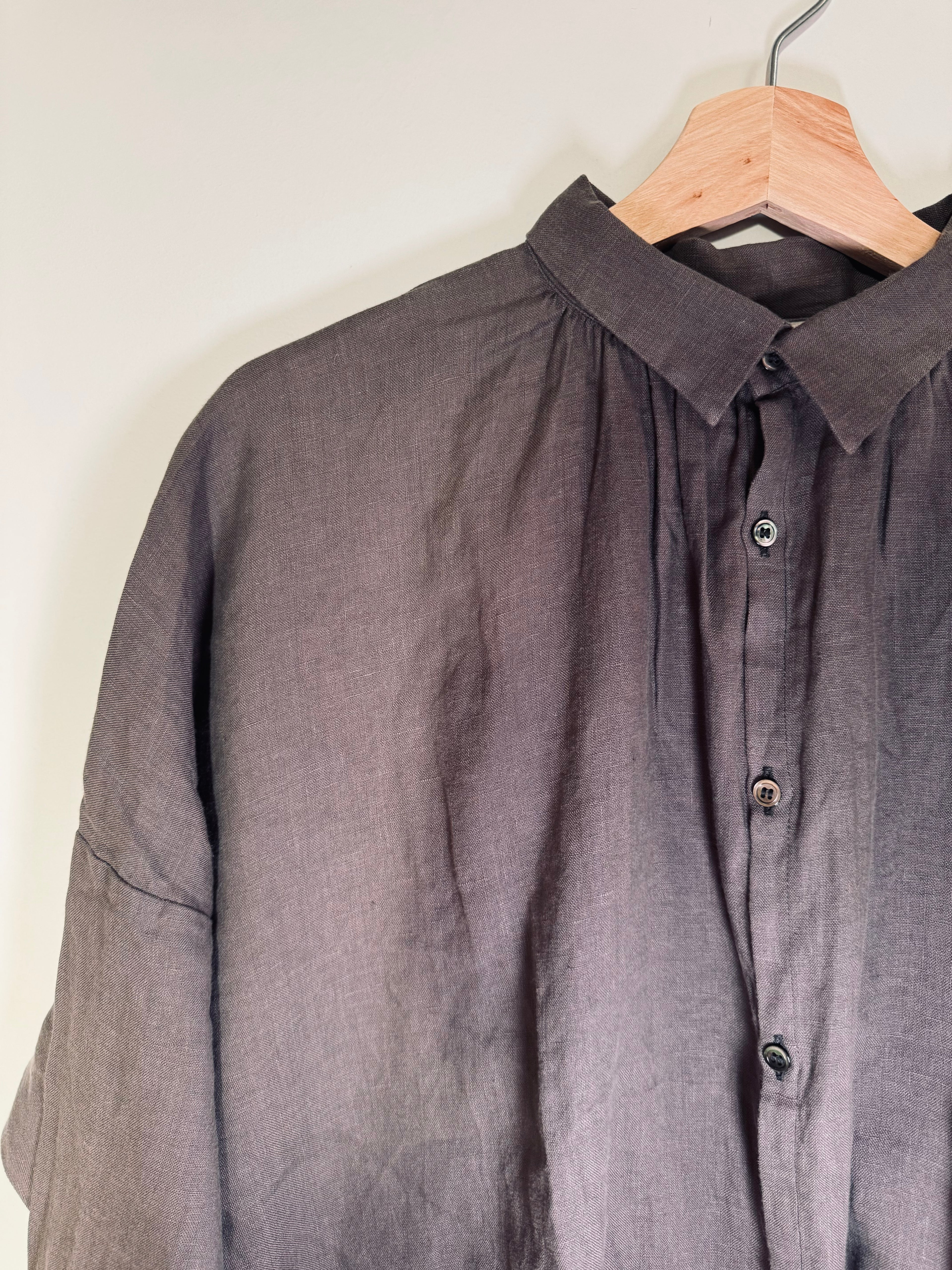 Ichi antiquites Charcoal brown linen shirt