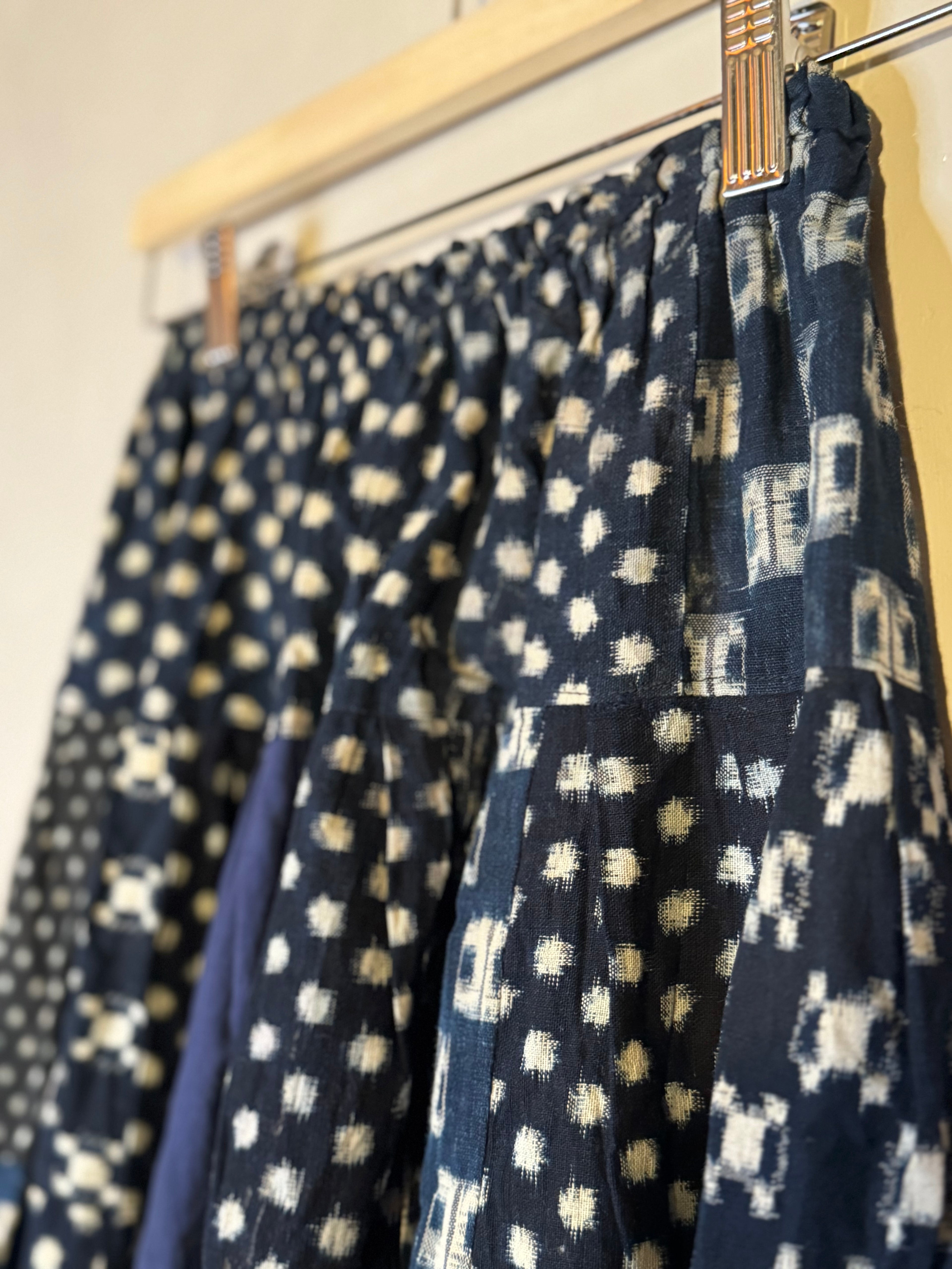 Handmade indigo patchwork skirt