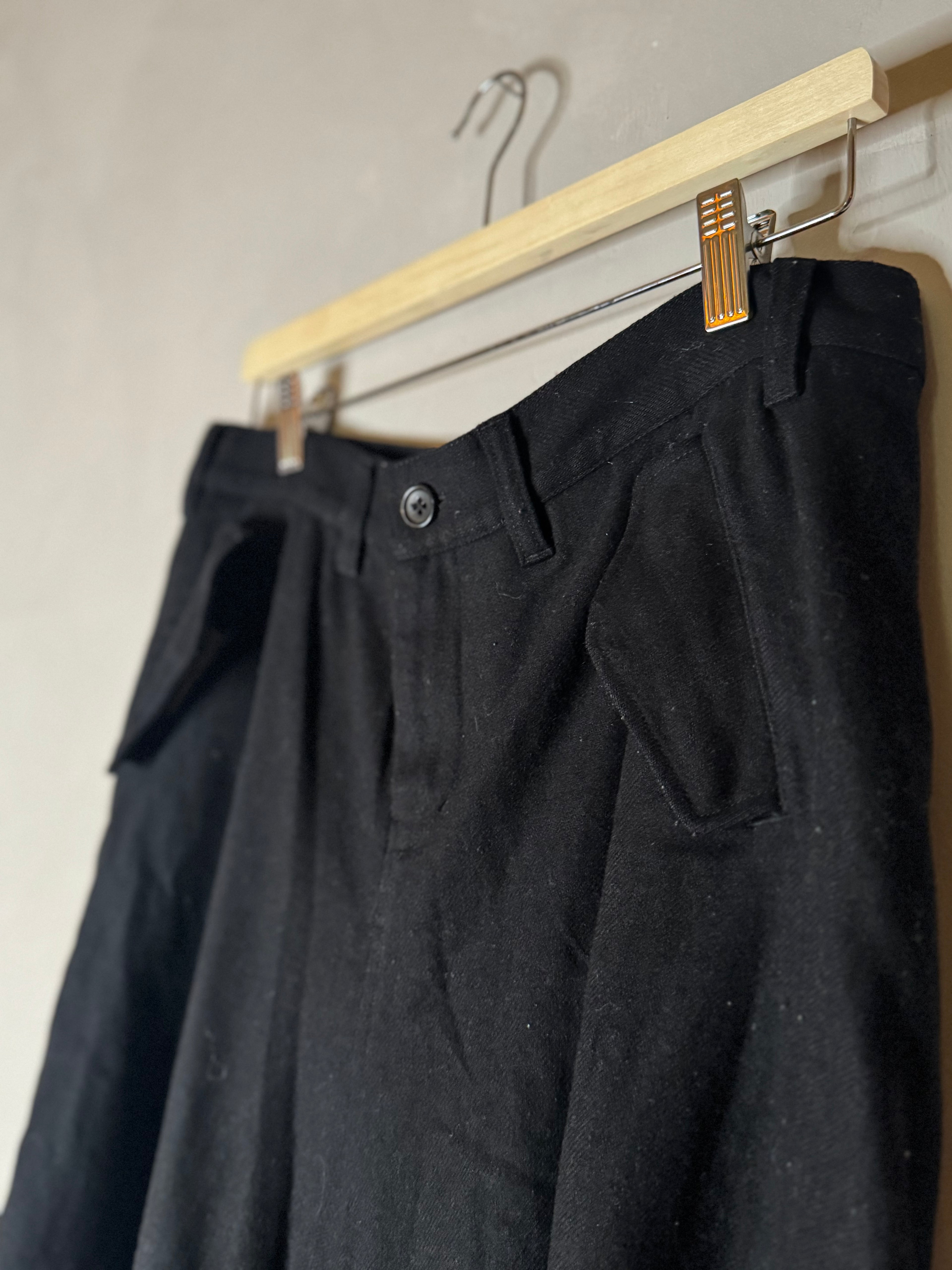 Y-3 wide leg cropped wool pants