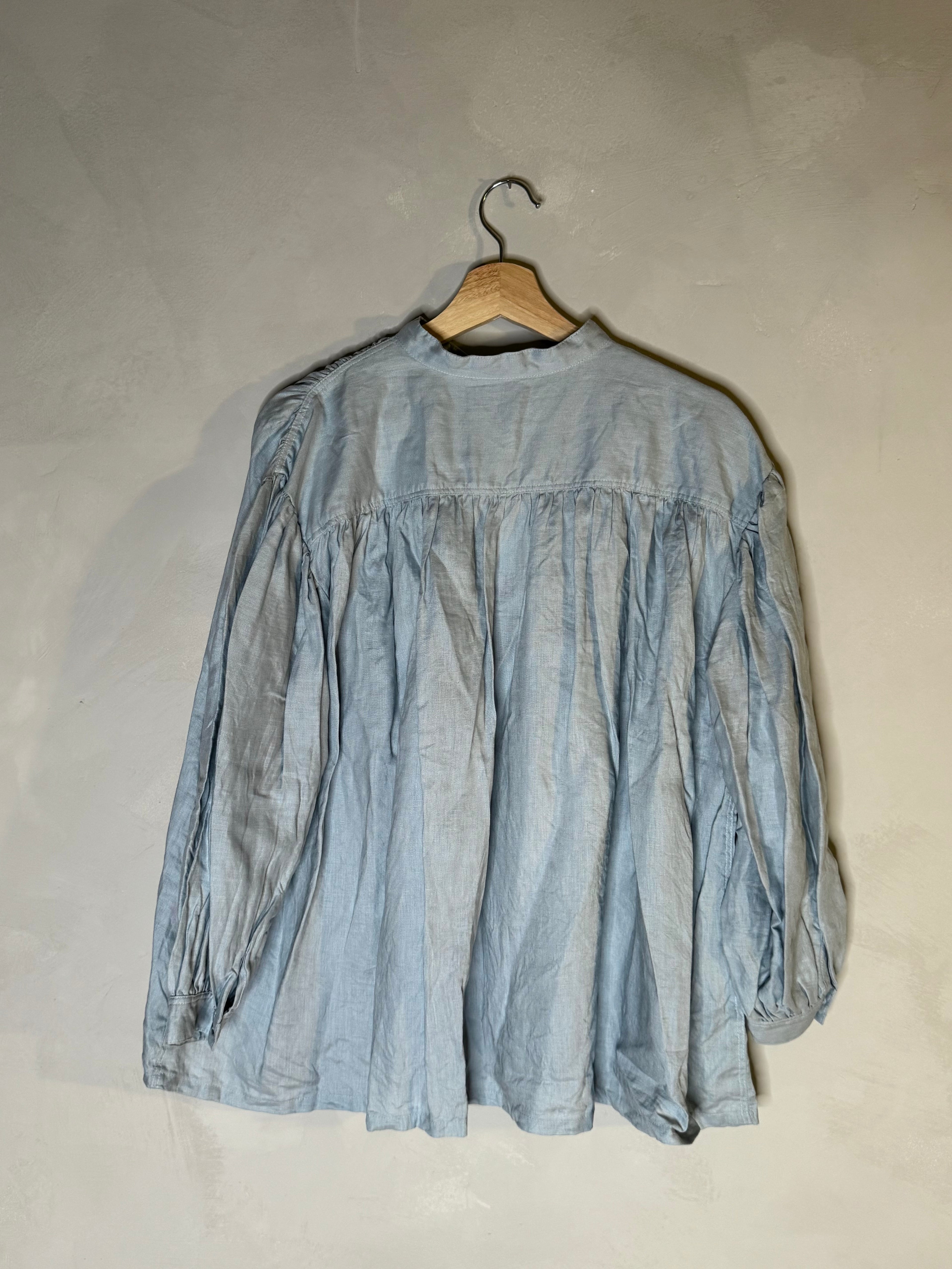 Ichi antiquites collarless linen shirt
