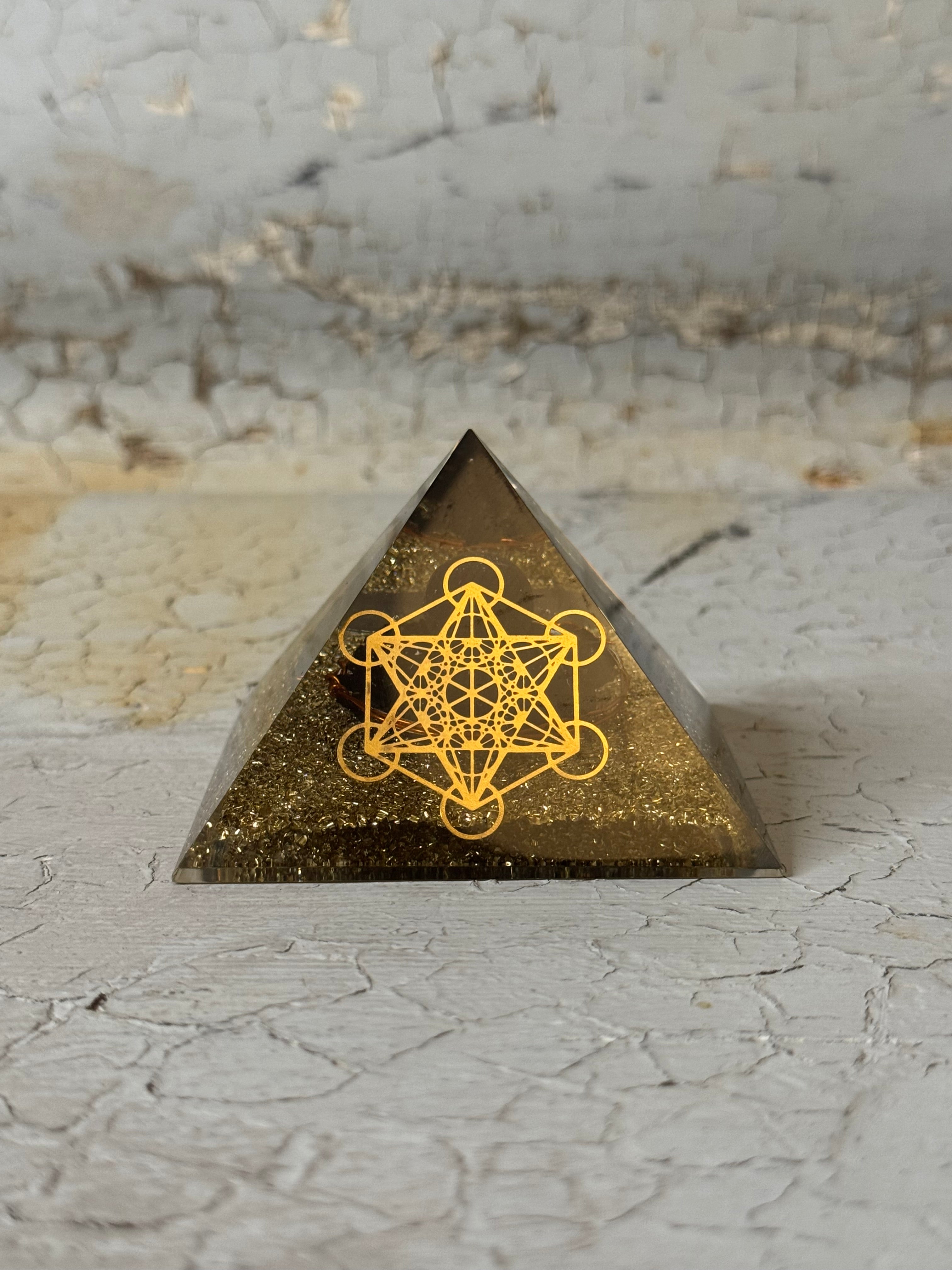 Orgone  Pyramid - black tourmaline + metatron