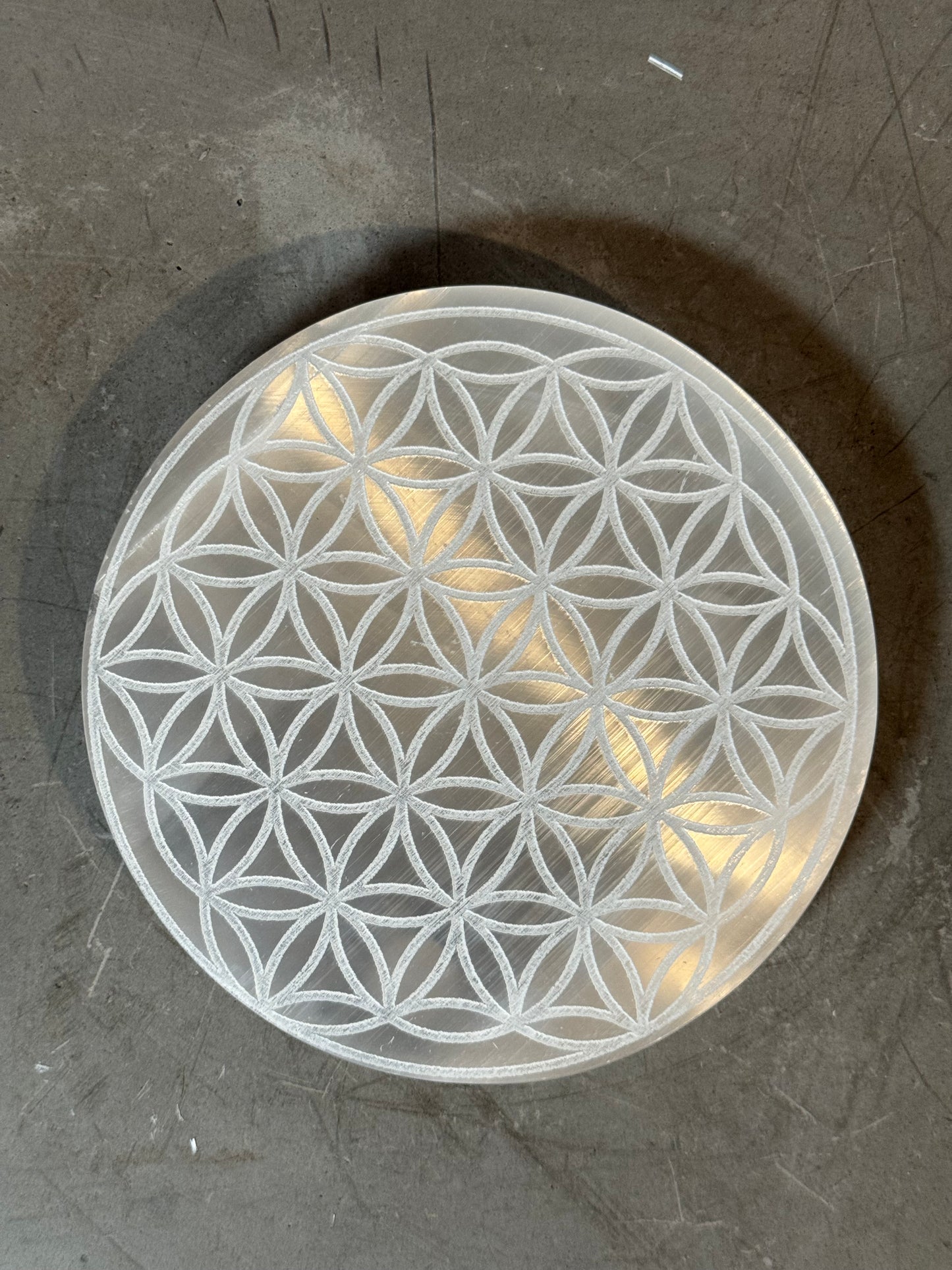 Selenite Charging Disk with Flower of Life