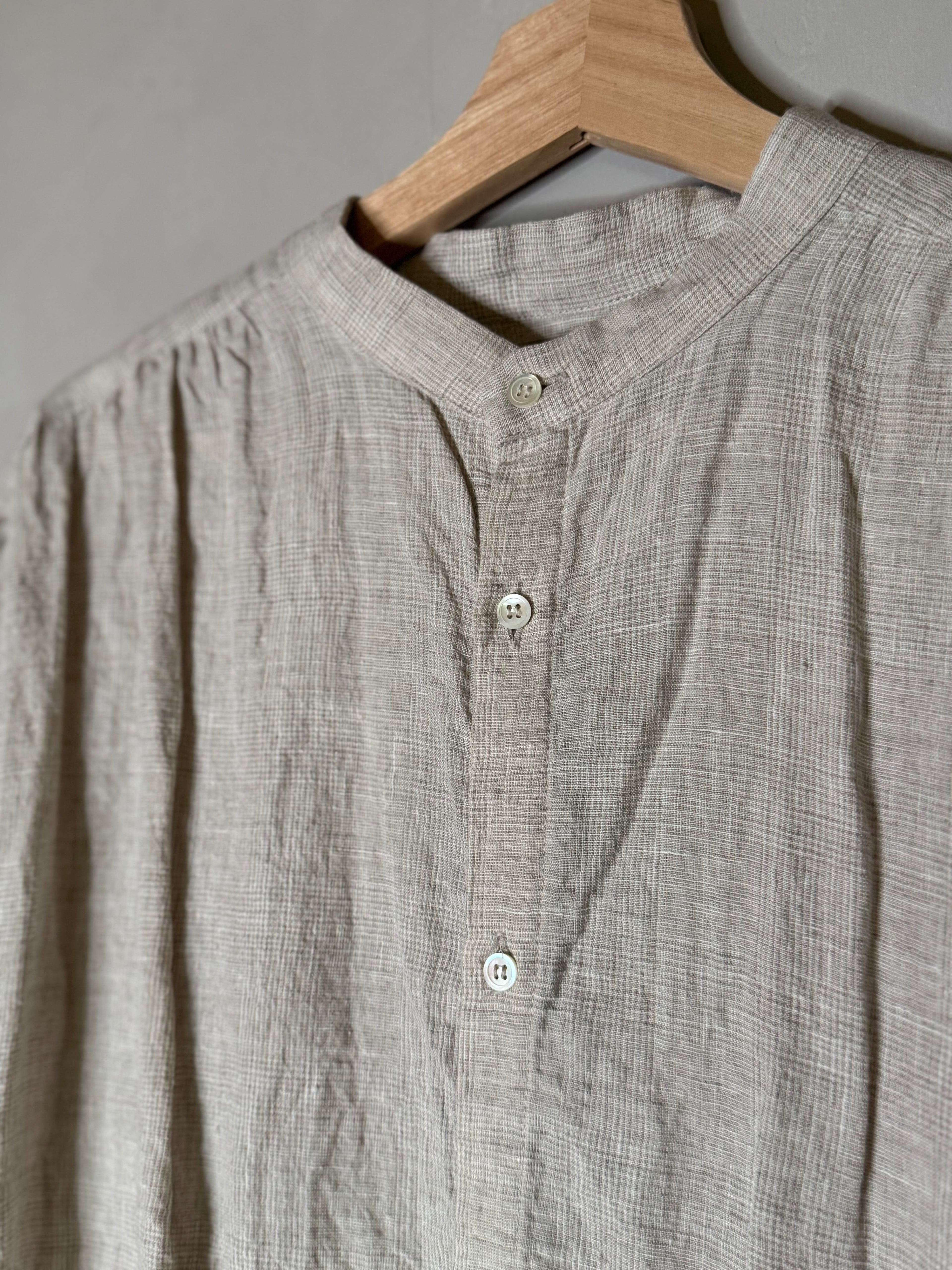 Ichi antiquites short sleeved cuffed linen shirt