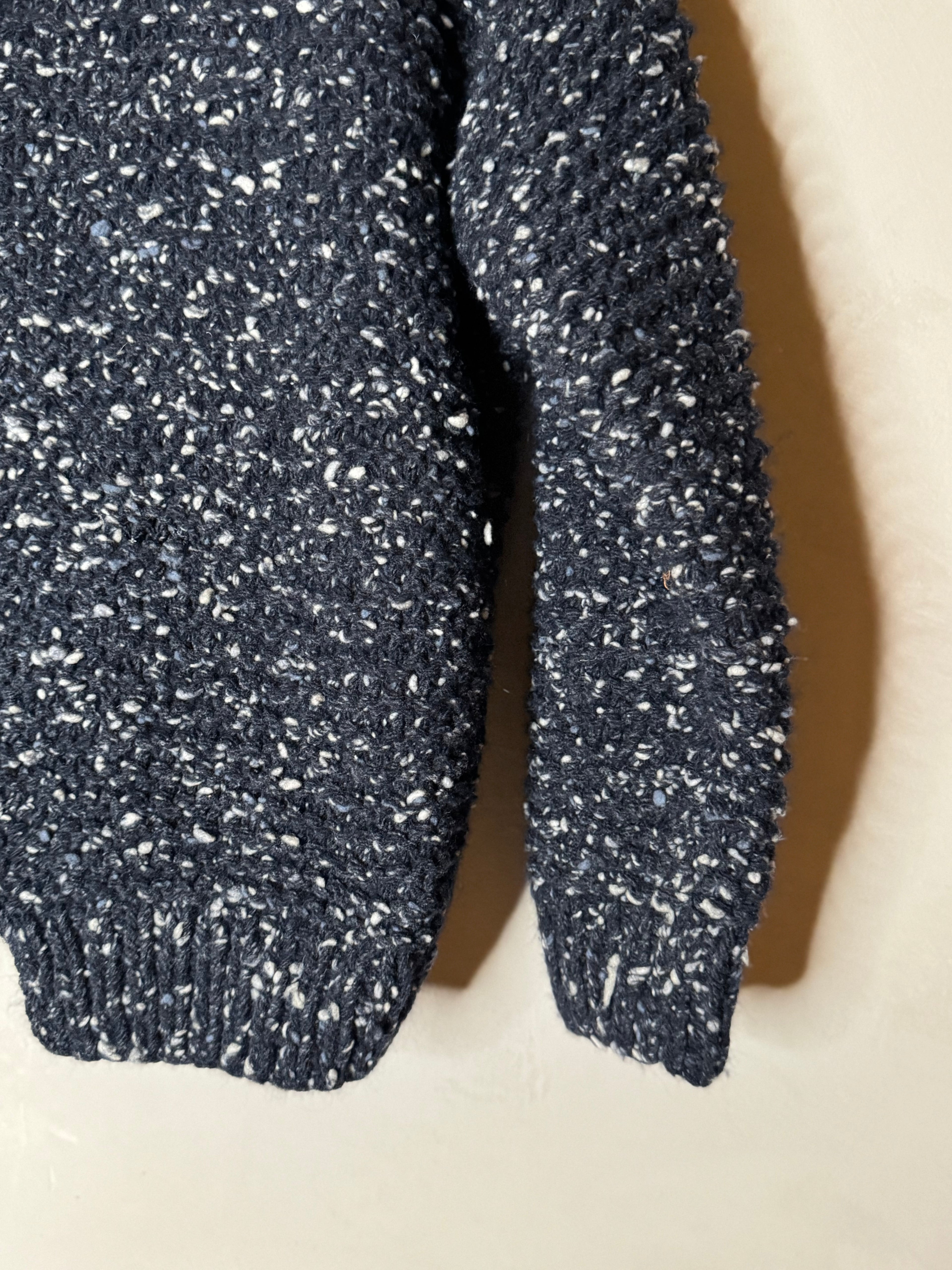 Ichi antiquites chunky knit cardigan with giant safety pin