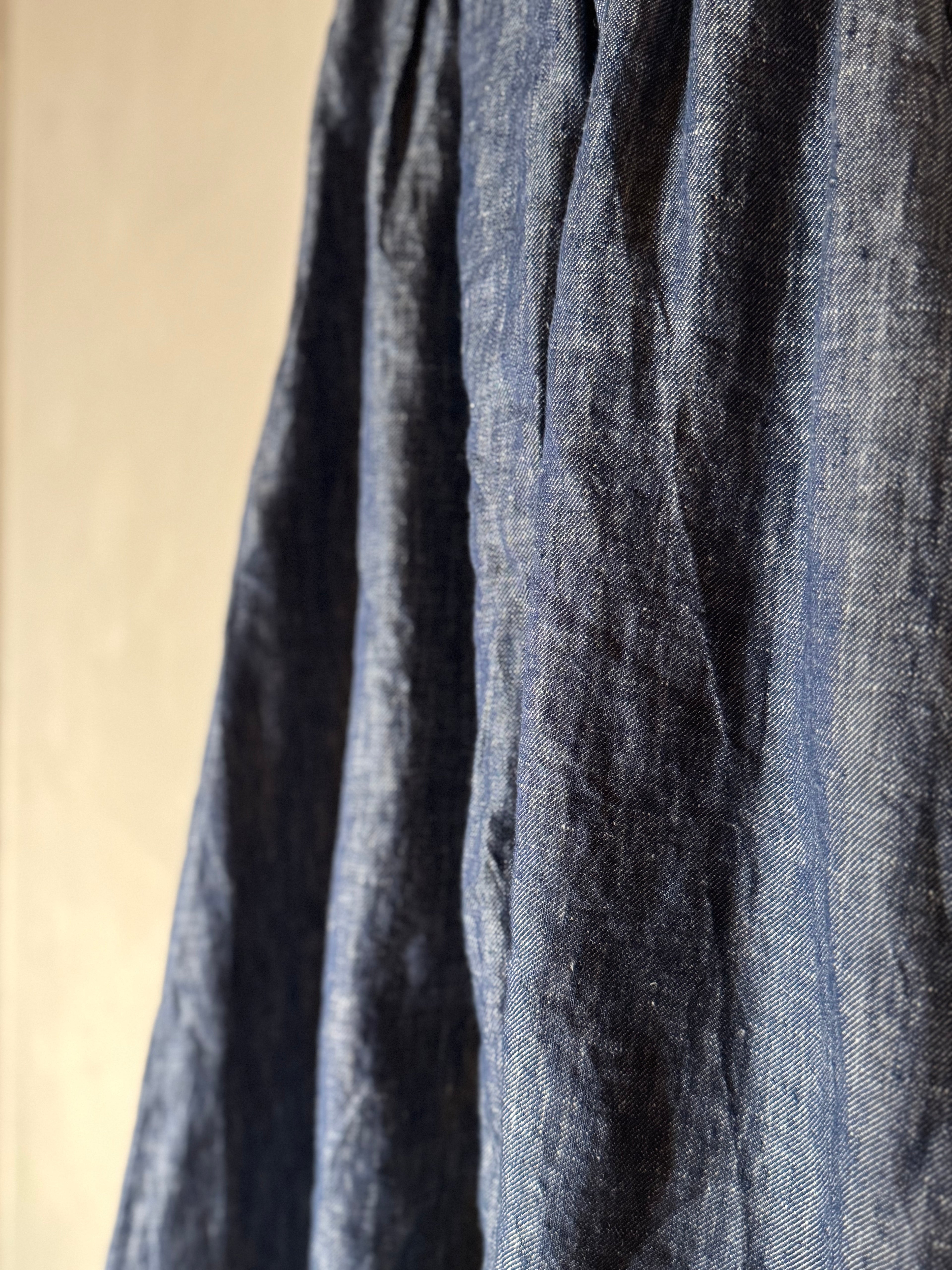 Ichi linen denim drop crotch sarouel pant