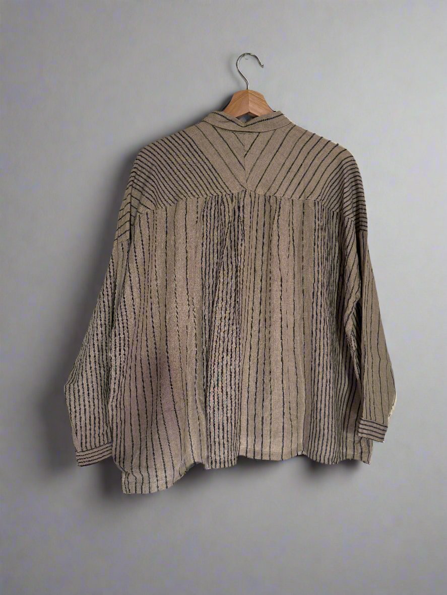 Ichi antiquites Striped beige linen shirt