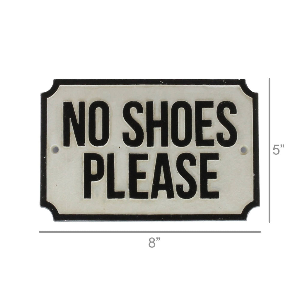 No Shoes Please - cast iron sign