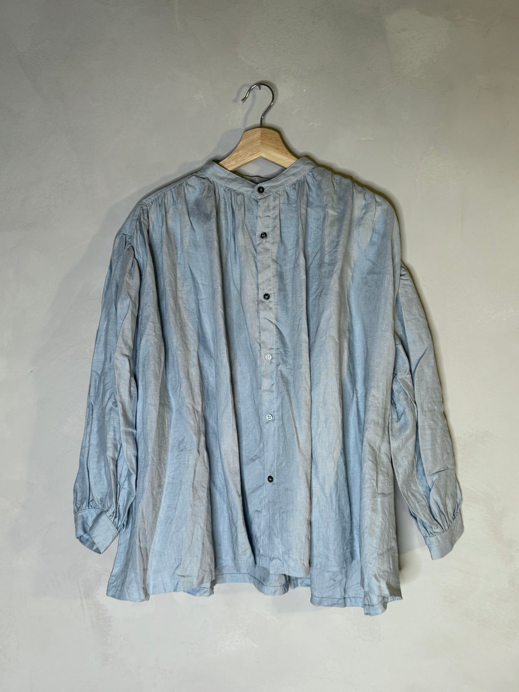 Ichi antiquites collarless linen shirt
