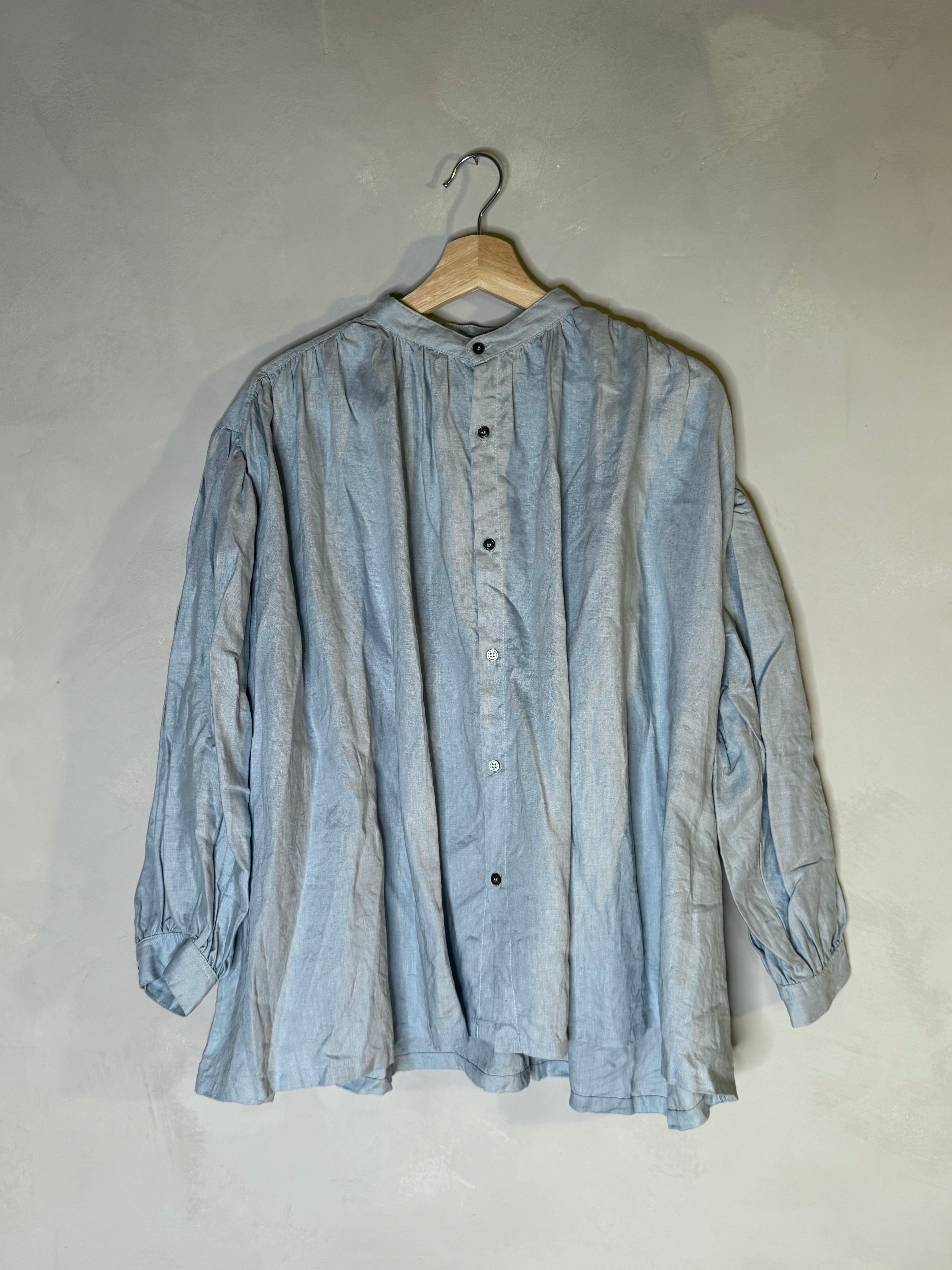 Ichi antiquites collarless linen shirt