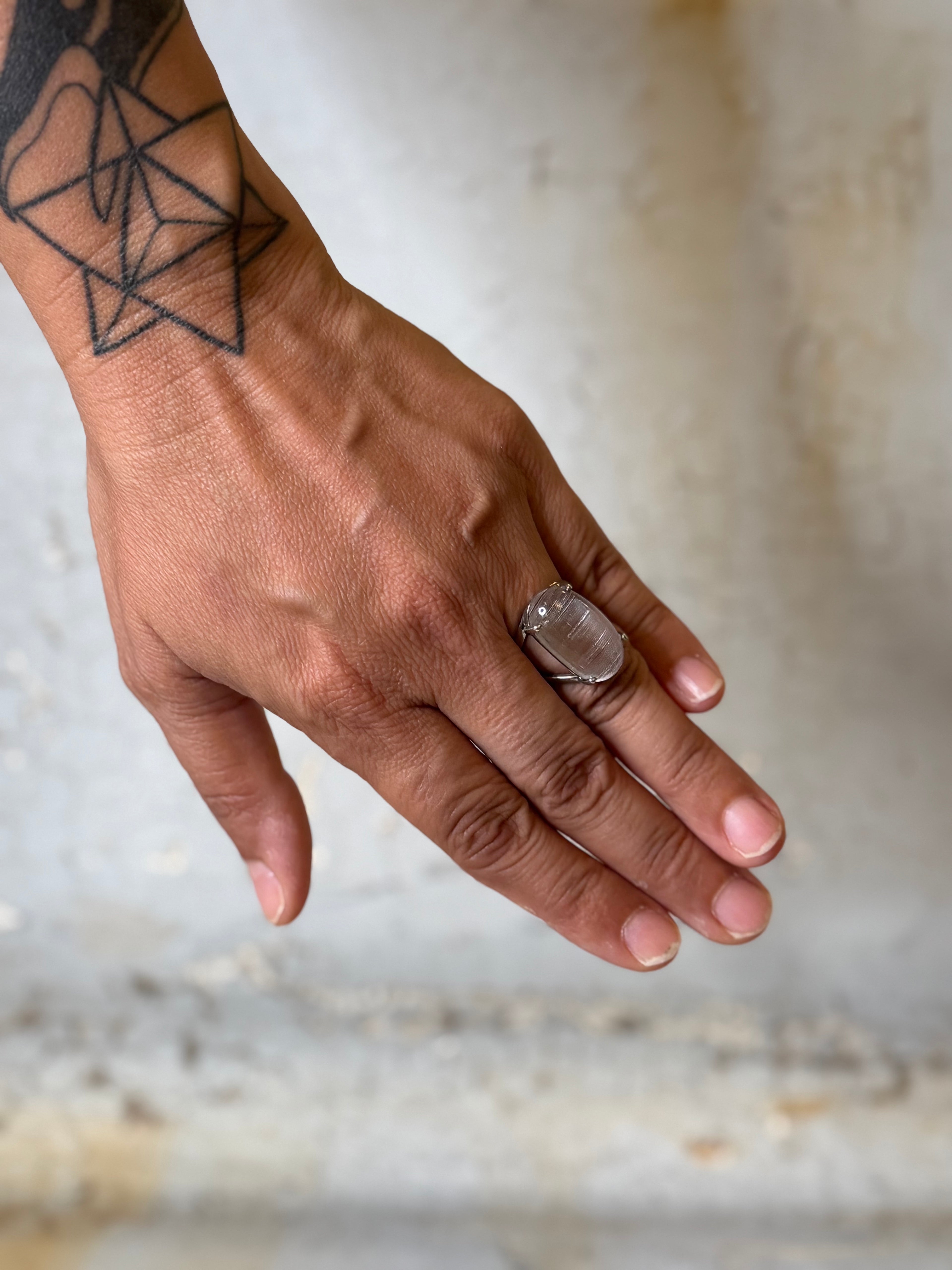 lemurian quartz sterling silver rings