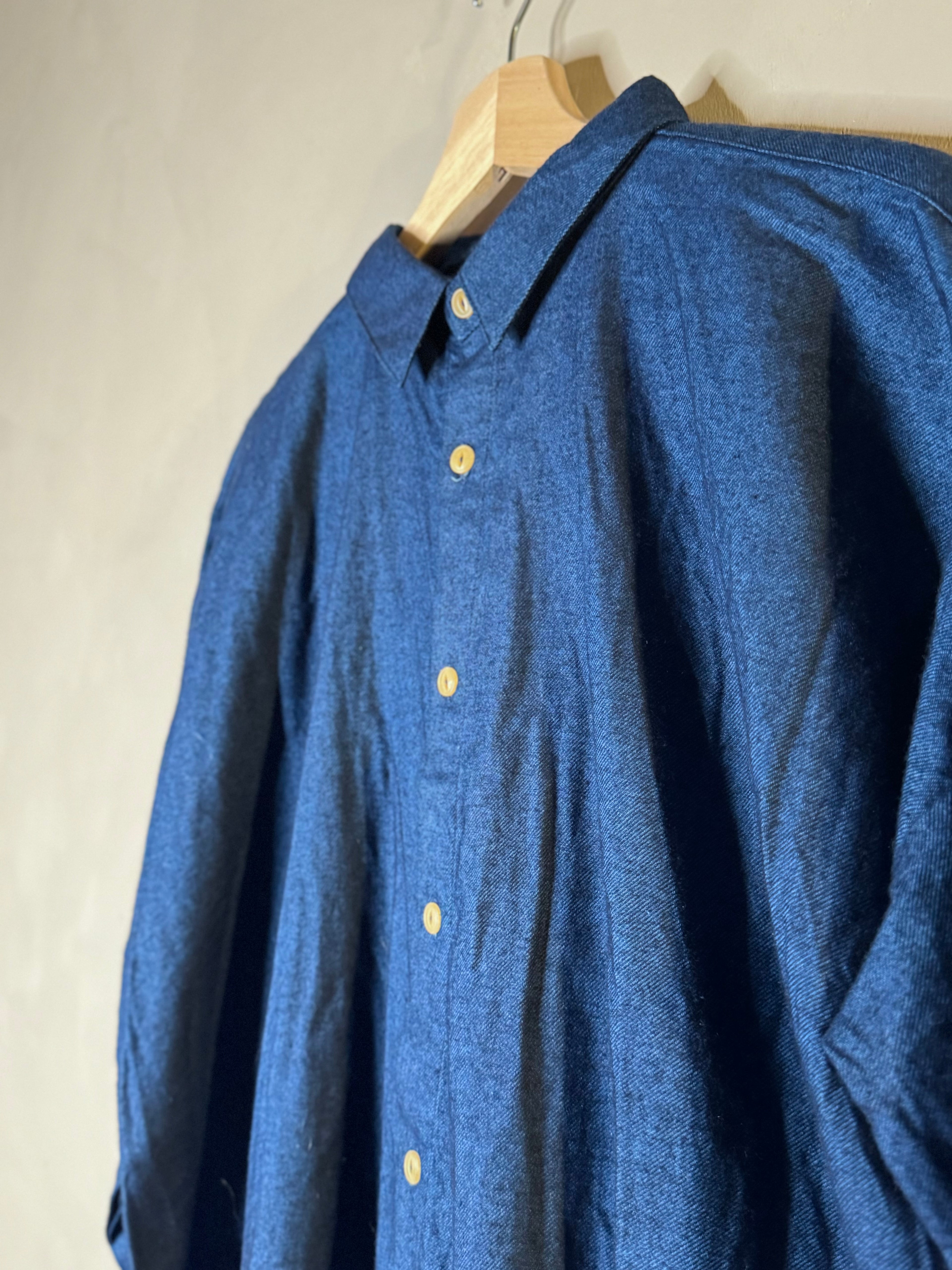 ichi indigo flannel shirt