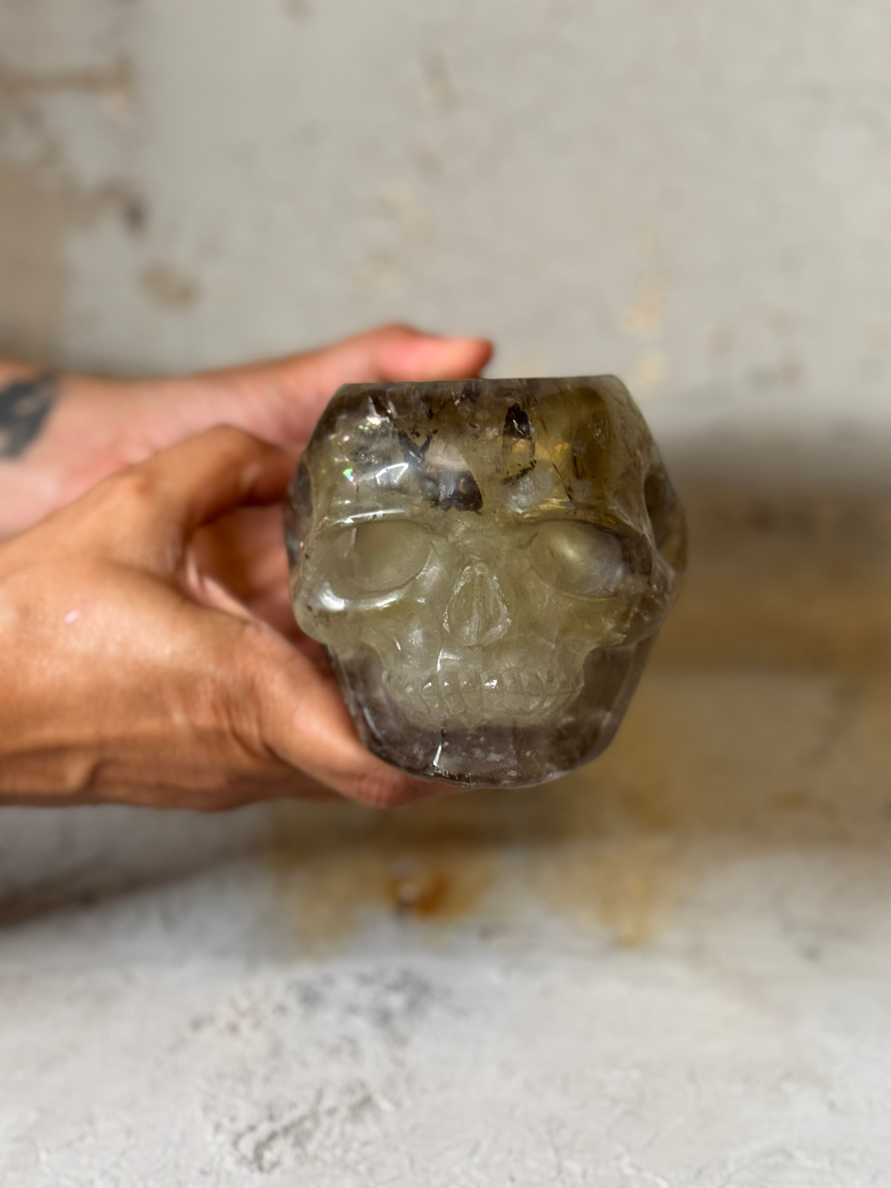 smoky citrine crystal skull XL