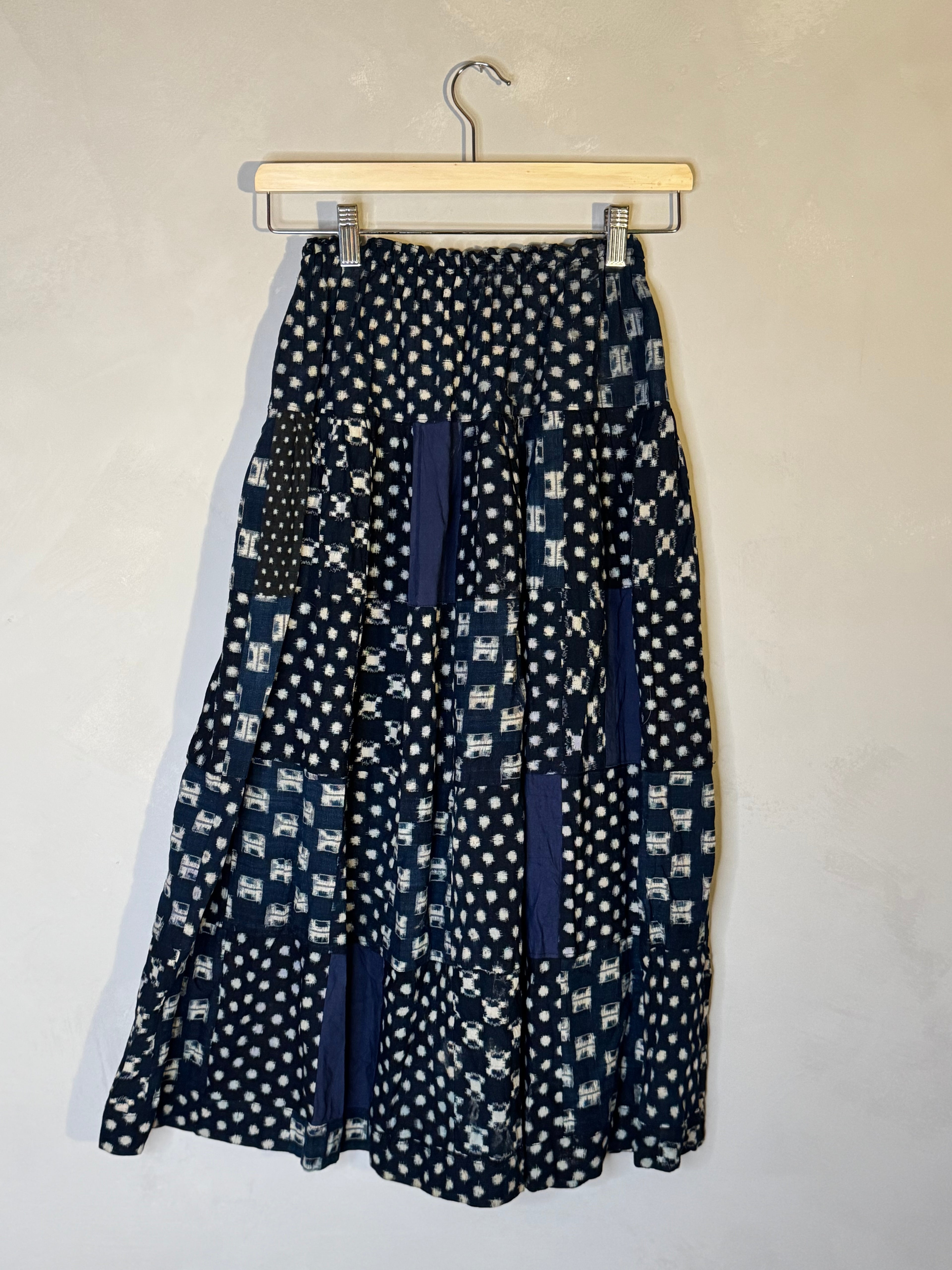 Handmade indigo patchwork skirt
