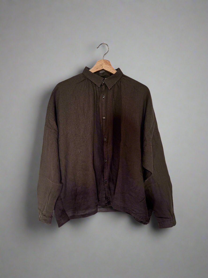 Ichi antiquites Charcoal brown linen shirt