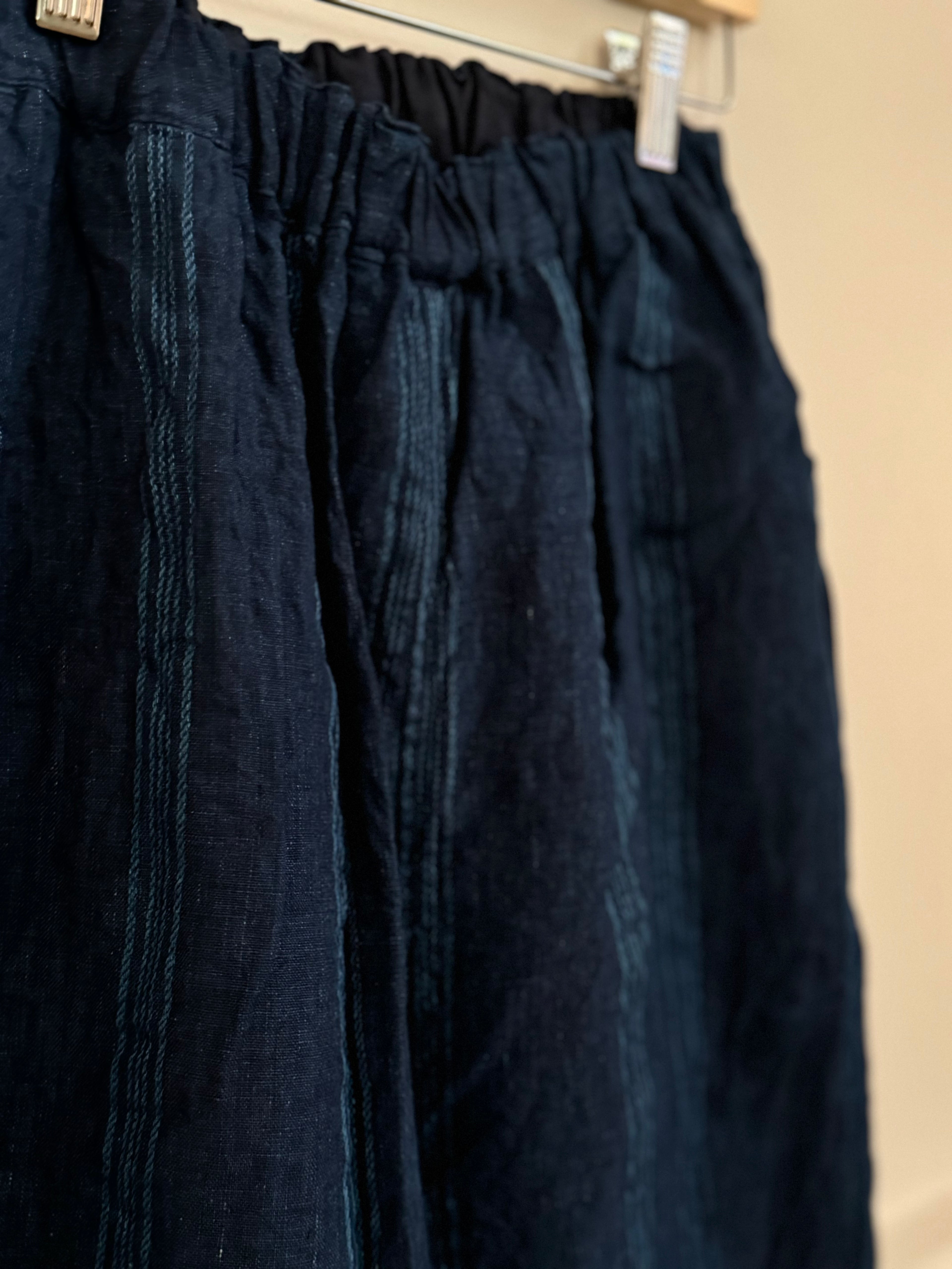 Ichi antiquites Indigo linen striped pant