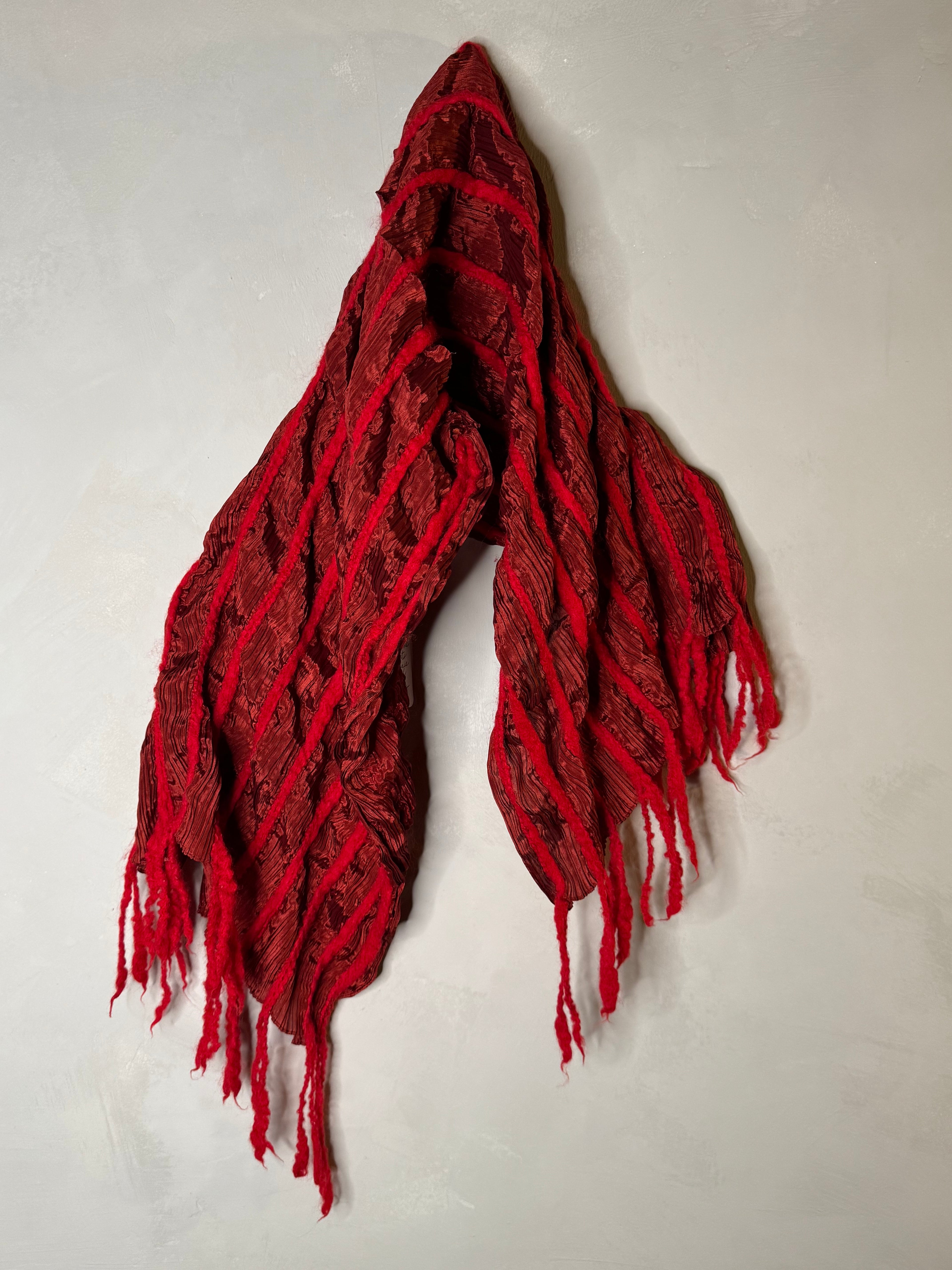 pleats please by Issey Miyake red scarf