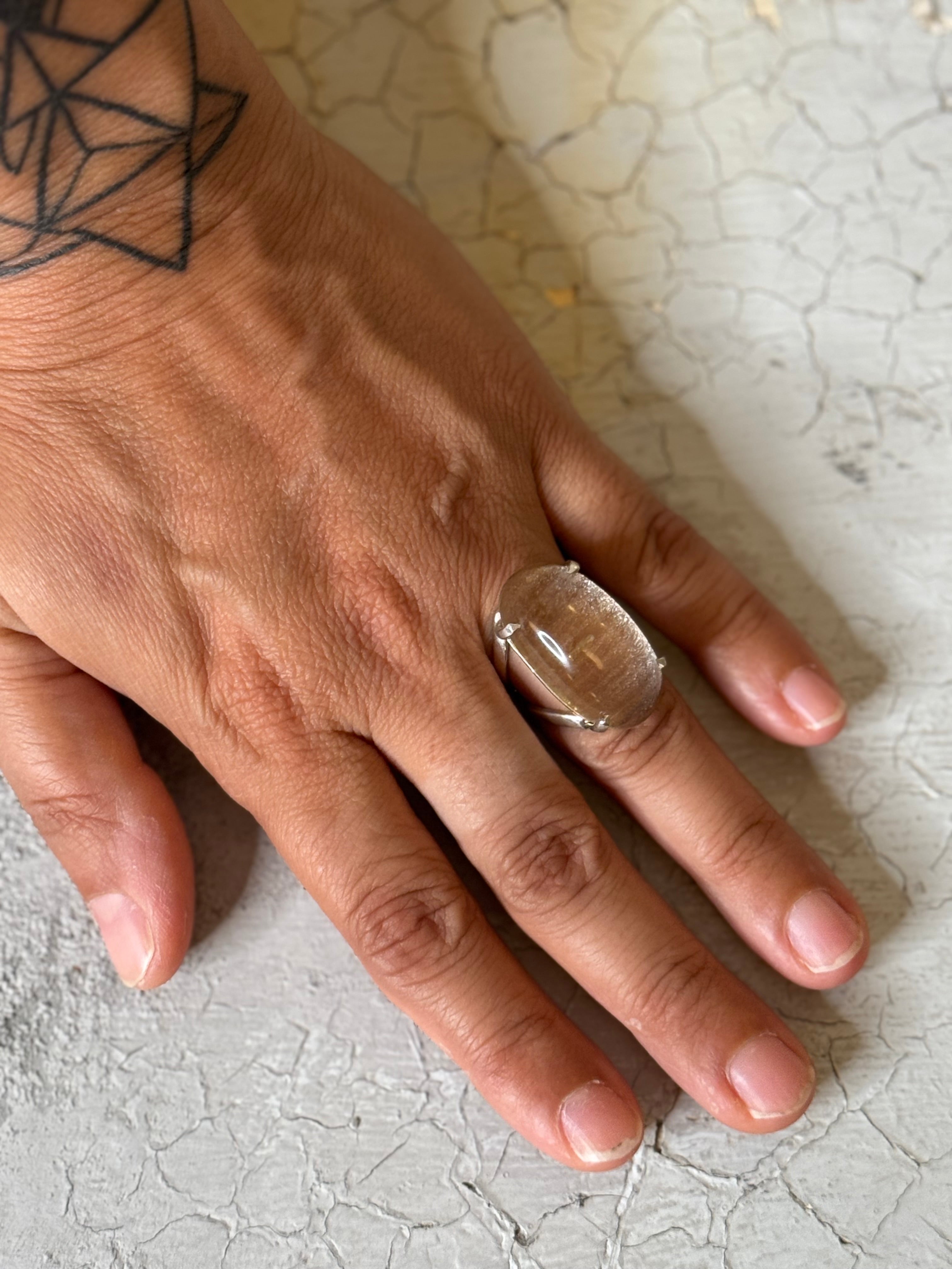 lemurian quartz sterling silver rings