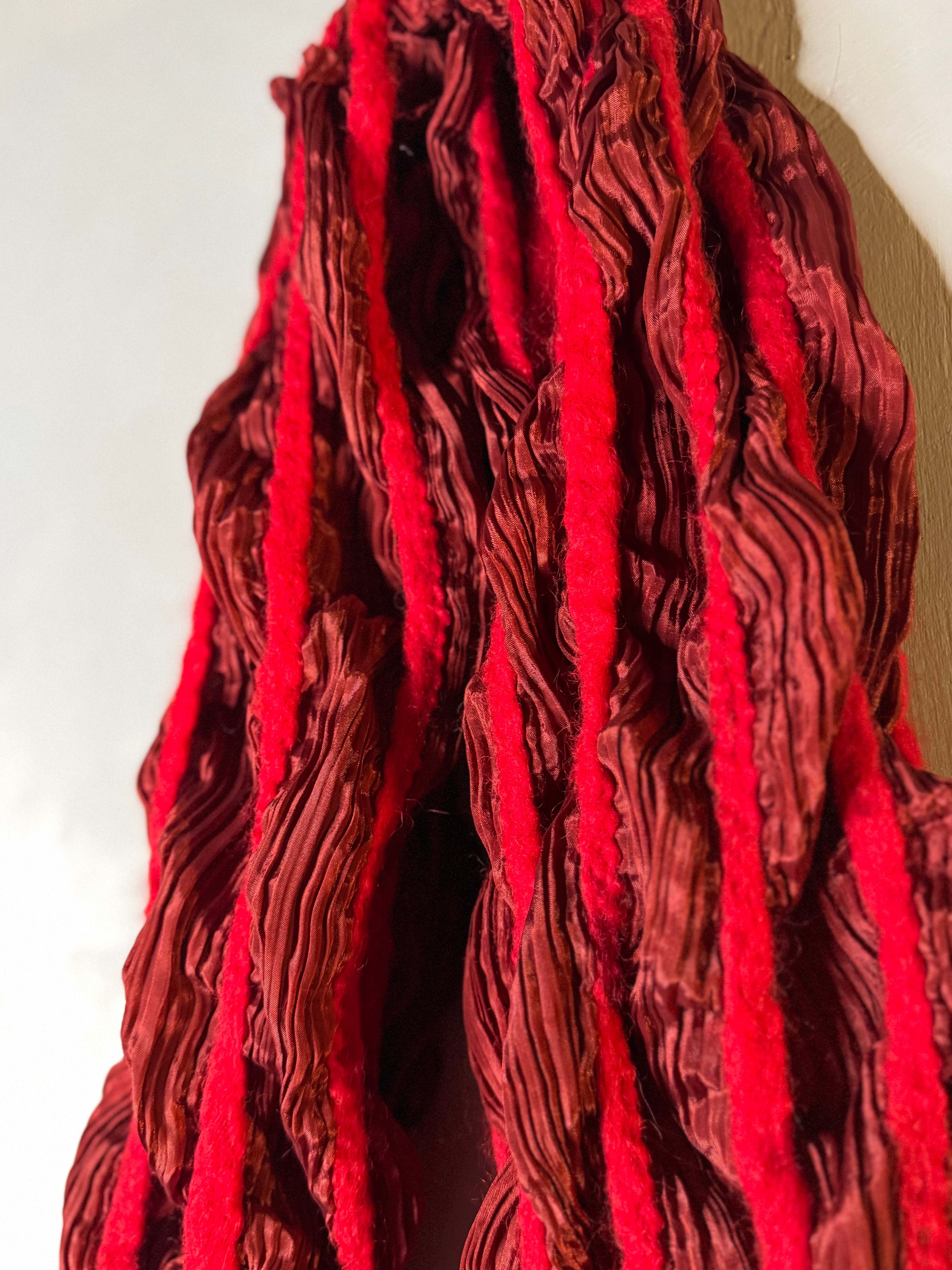 pleats please by Issey Miyake red scarf