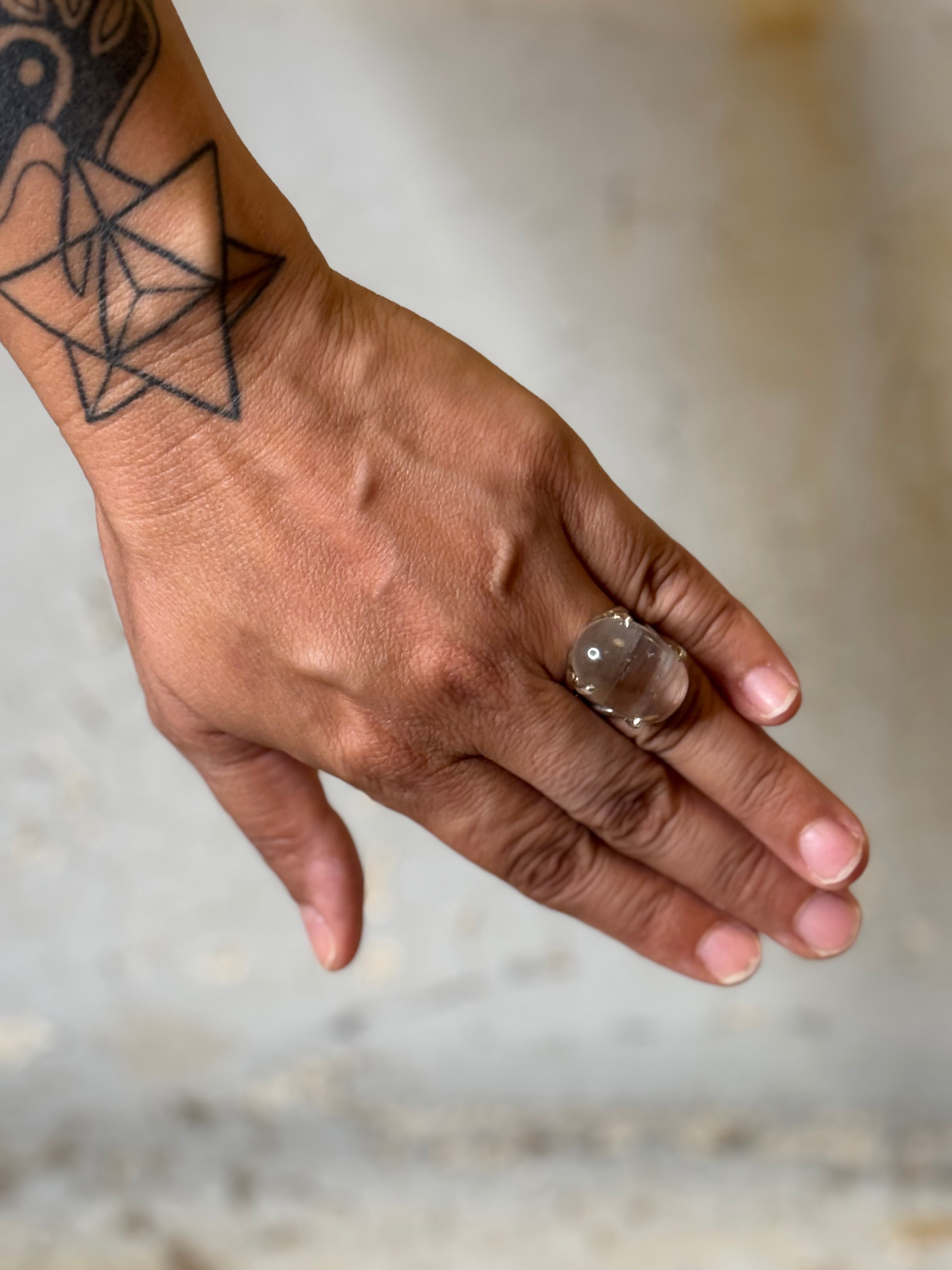 lemurian quartz sterling silver rings