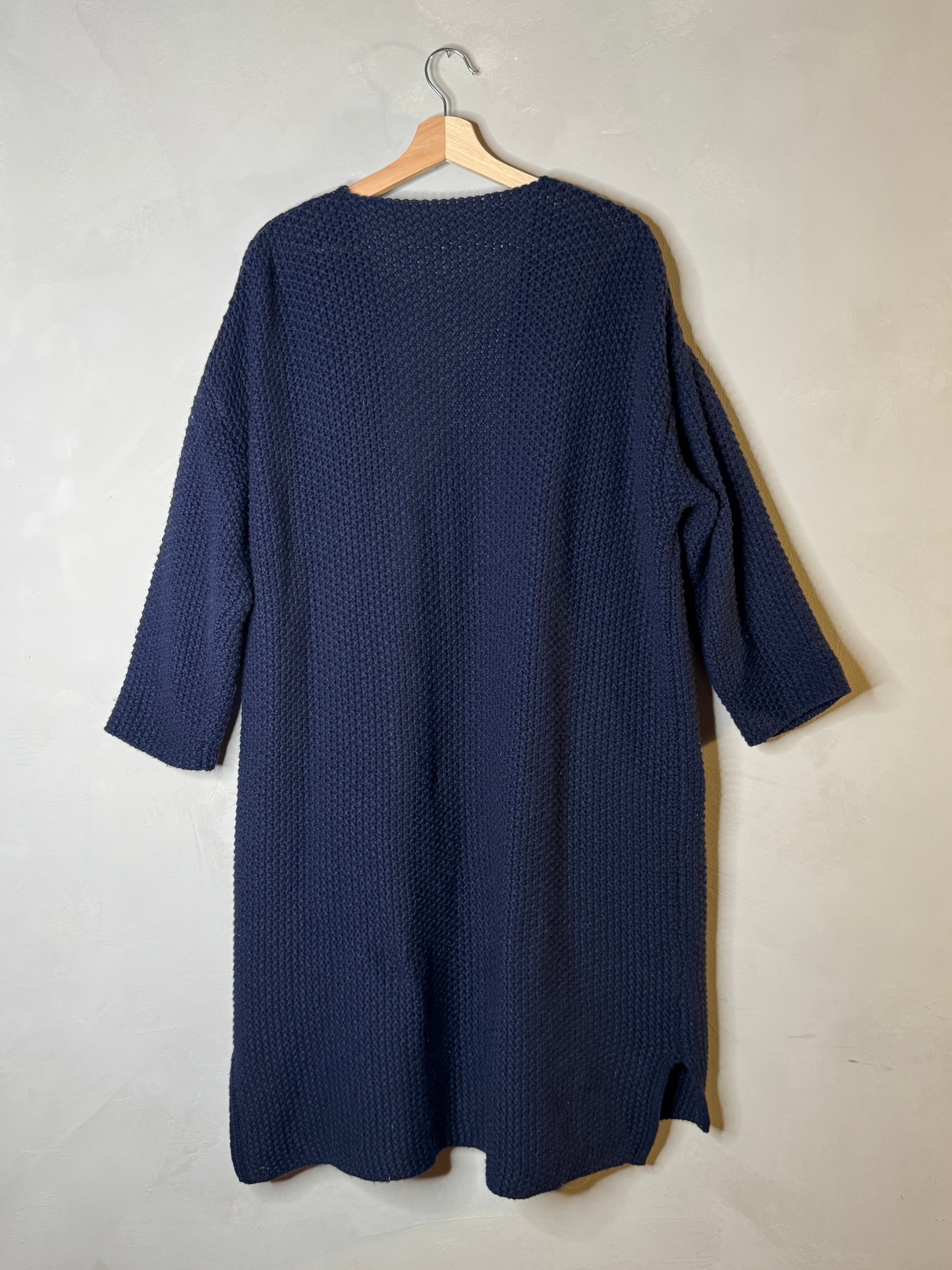 ichi 3/4 length knit wool cardigan with safety pin