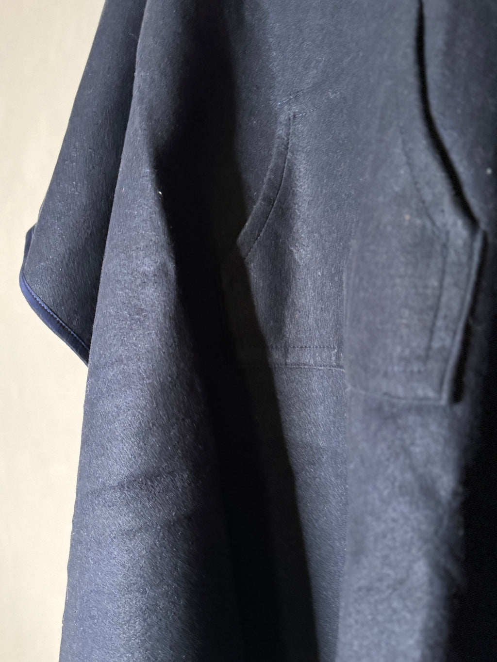 Felted Blanket Poncho - navy