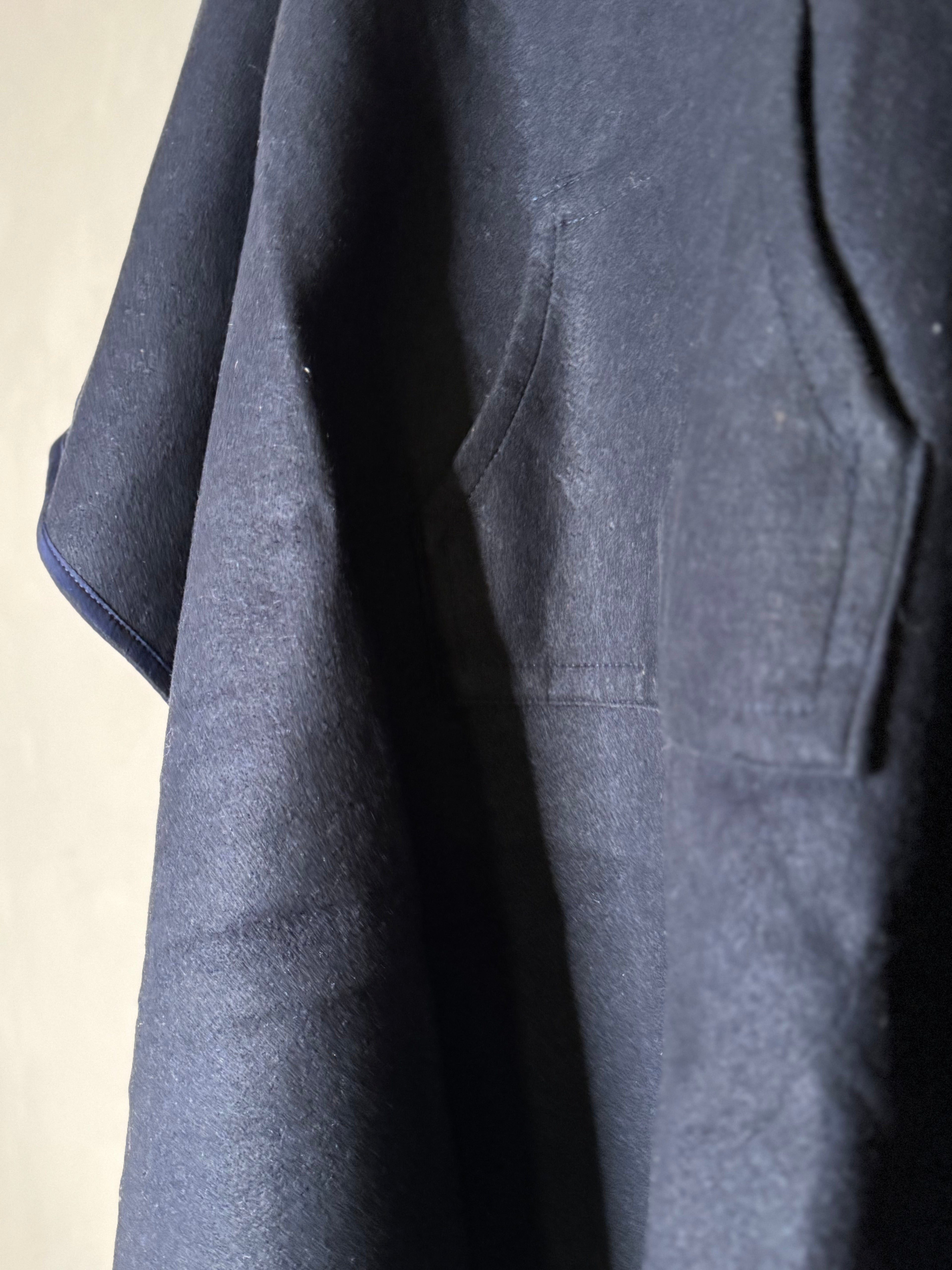 Felted Blanket Poncho - navy