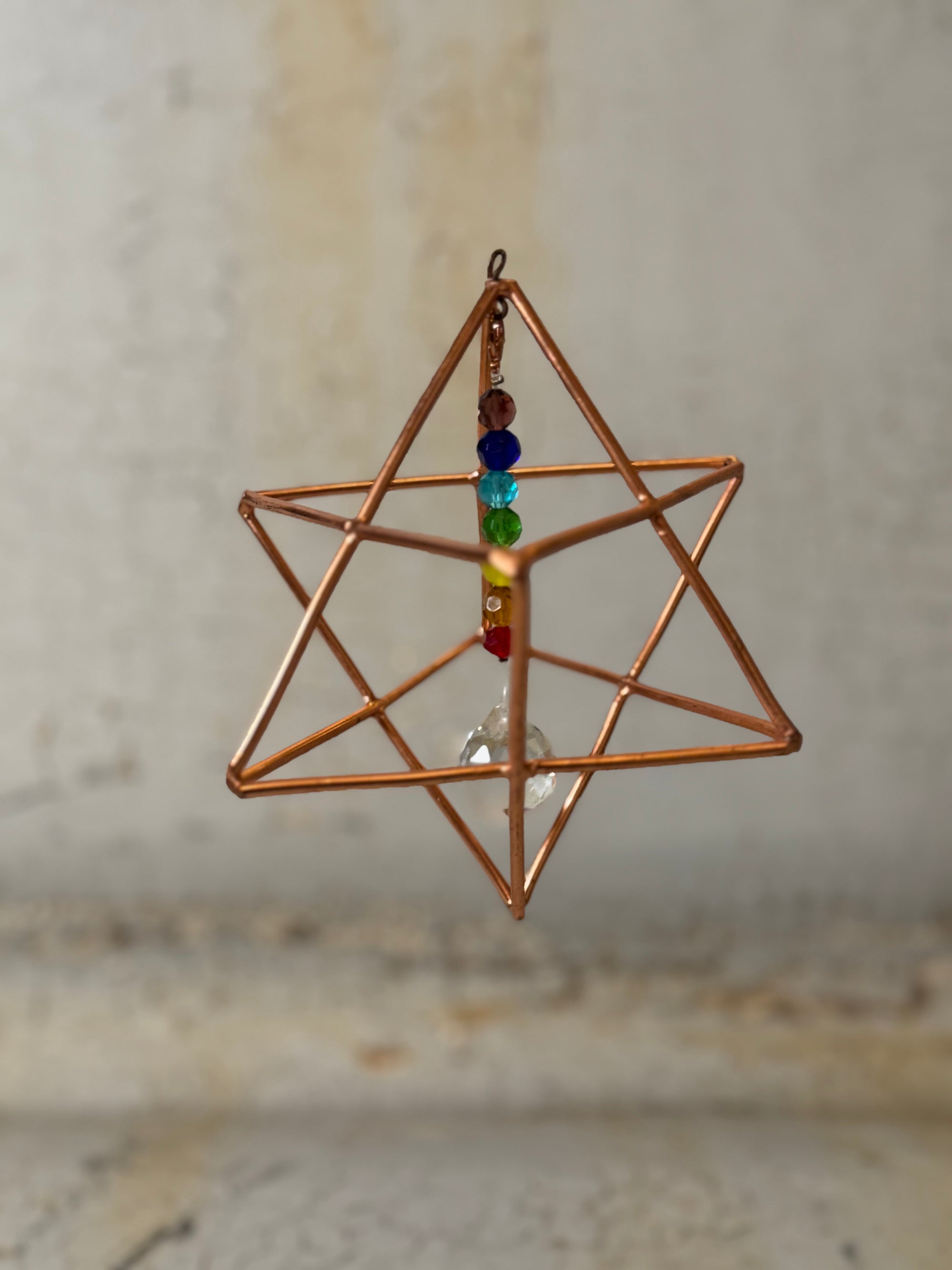 4" Copper Merkaba Energizer w/ Chakra Crystals