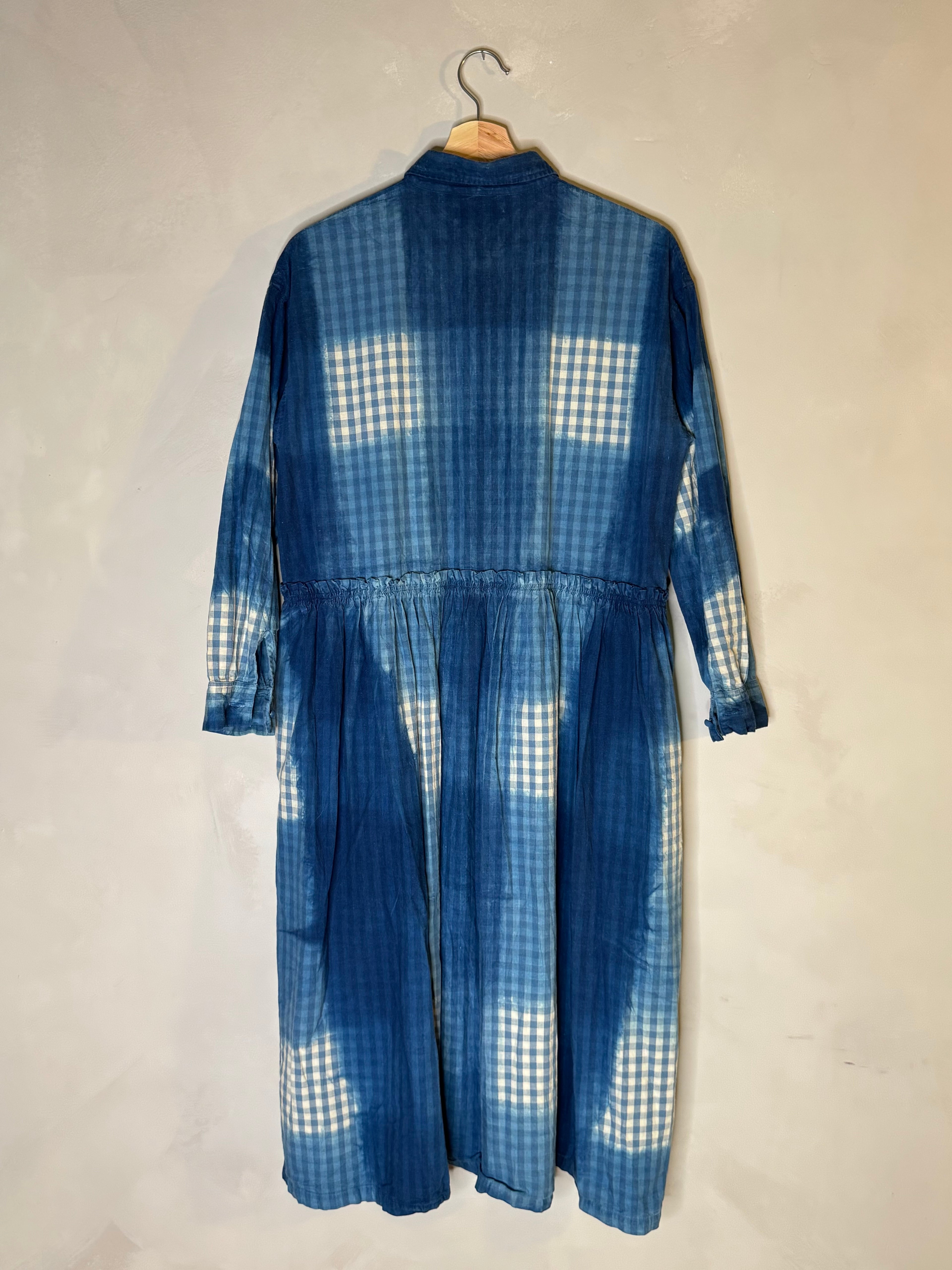 Ichi antiquites Gingham indigo dress