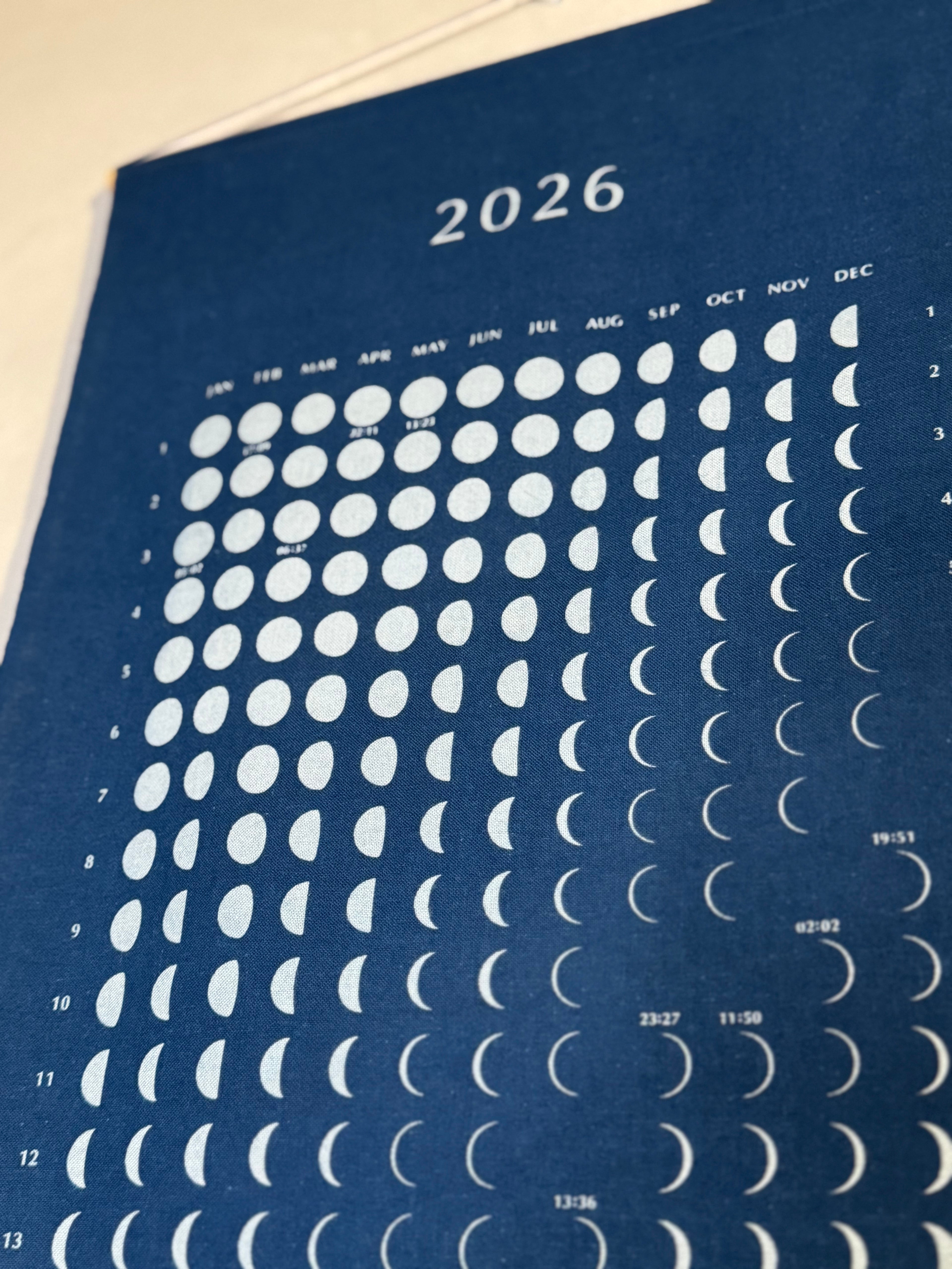Japanese indigo moon phase calendar