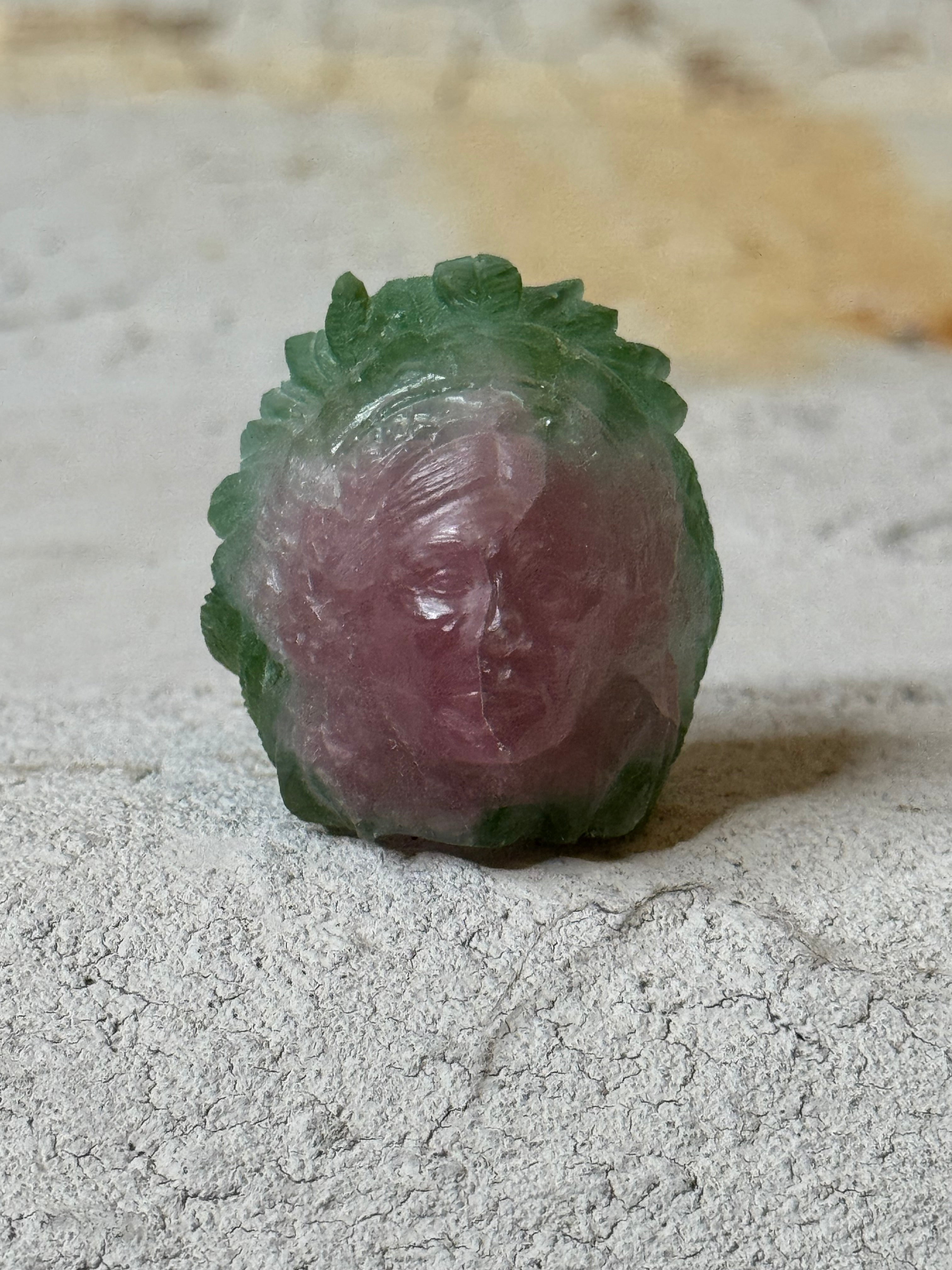 watermelon tourmaline carved indigenous being