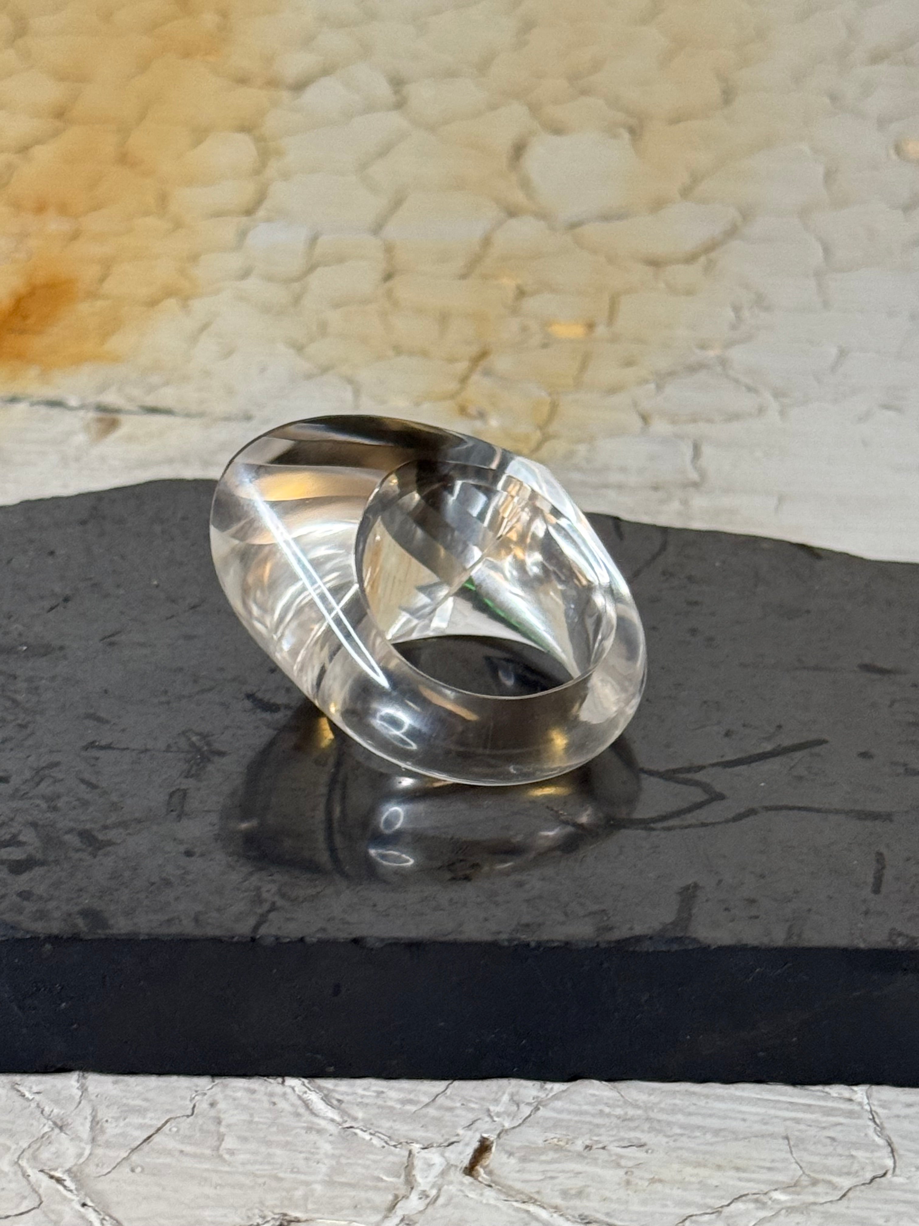 solid faceted lemurian quartz rings