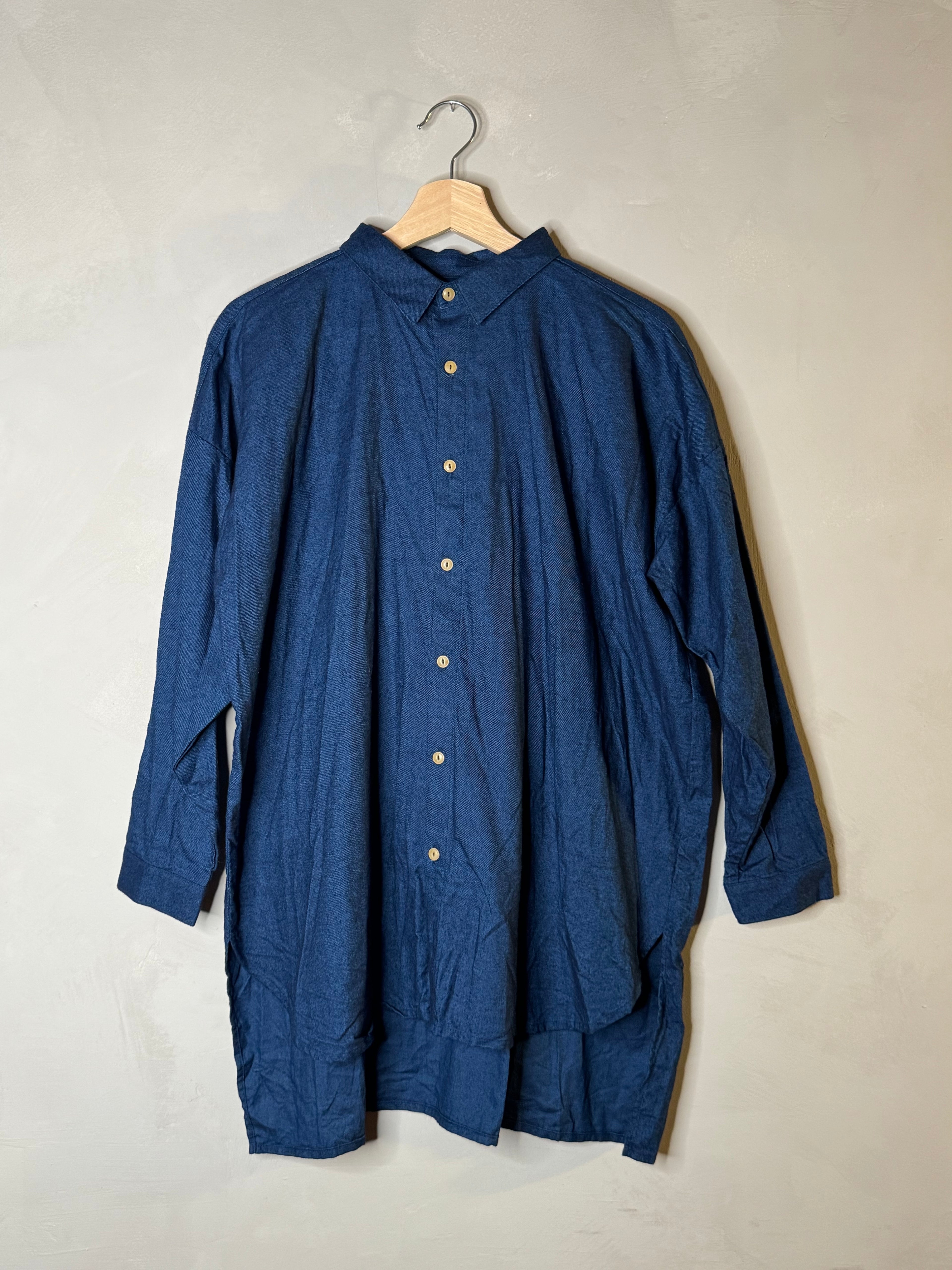 ichi indigo flannel shirt