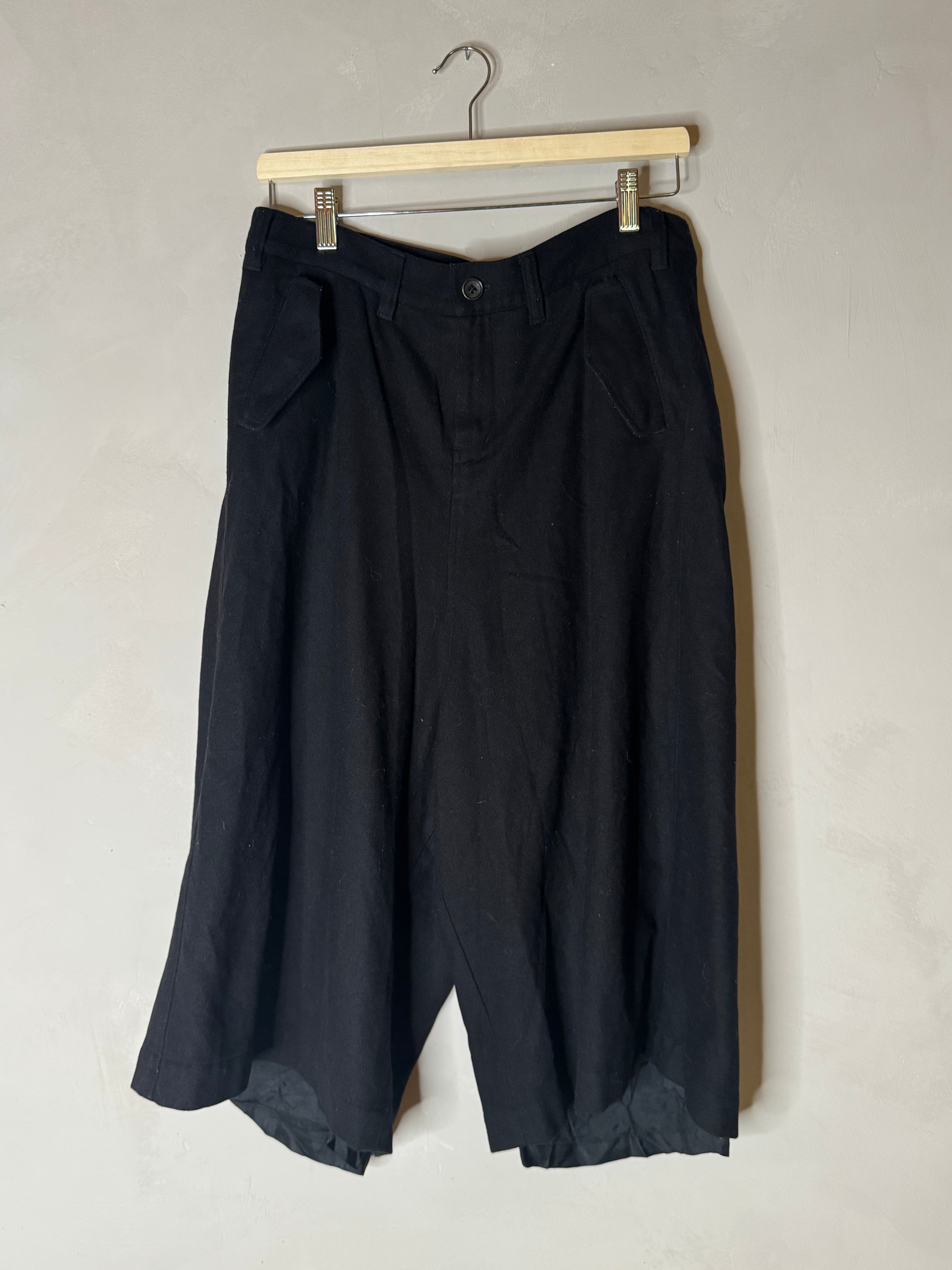 Y-3 wide leg cropped wool pants