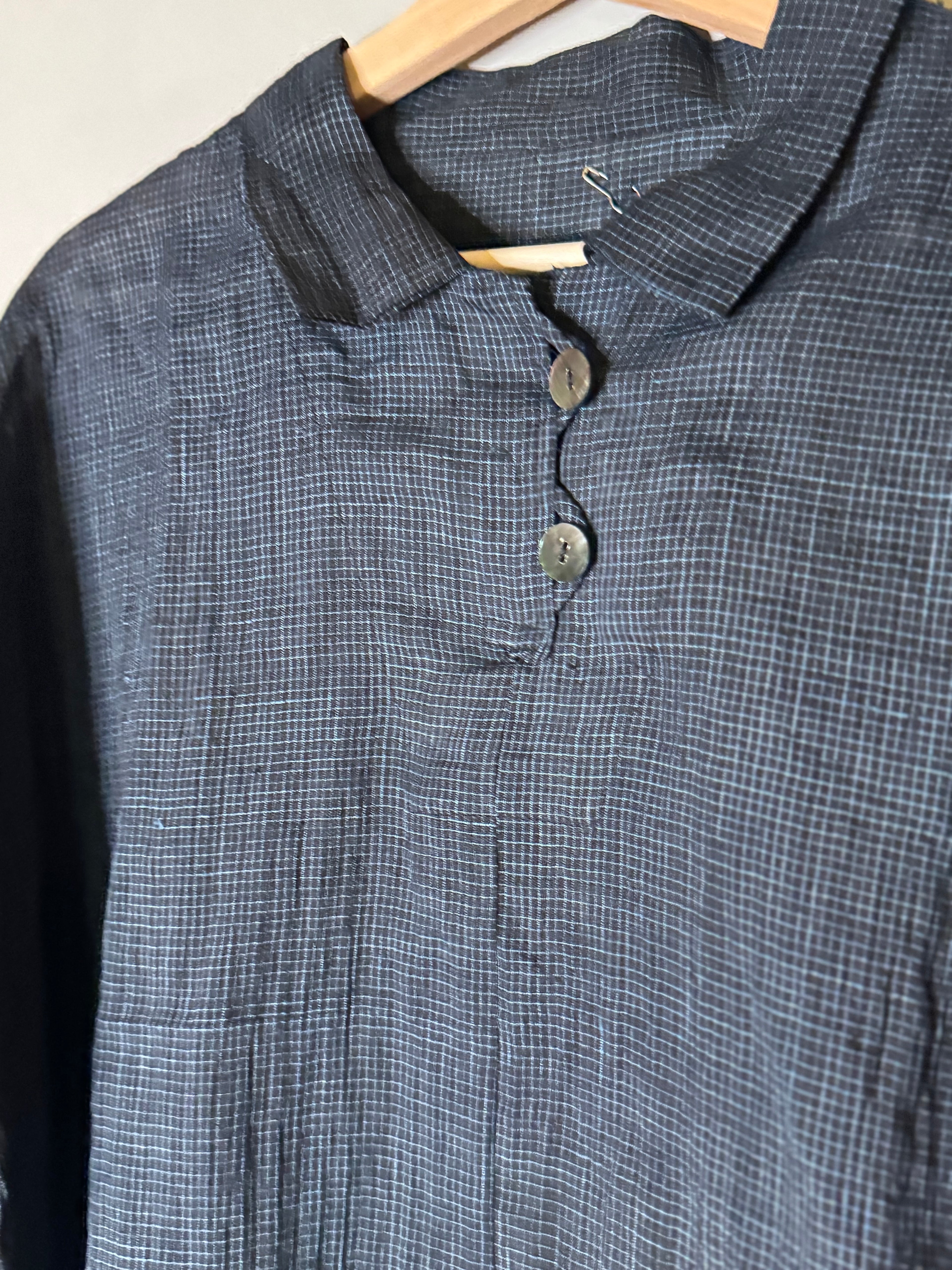 indigo linen handmade shirt