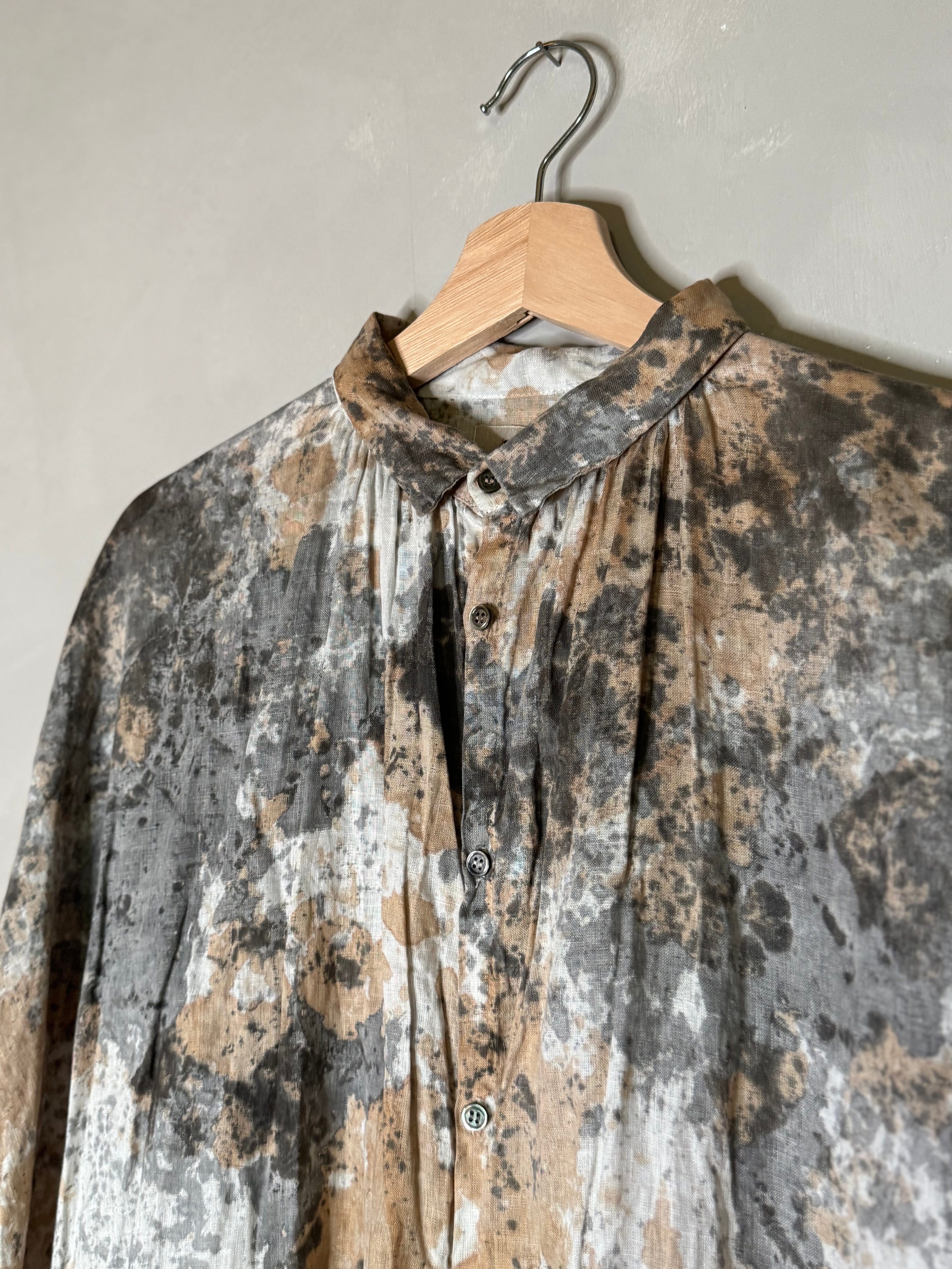 Ichi antiquites Sumi ink and persimmon linen dress