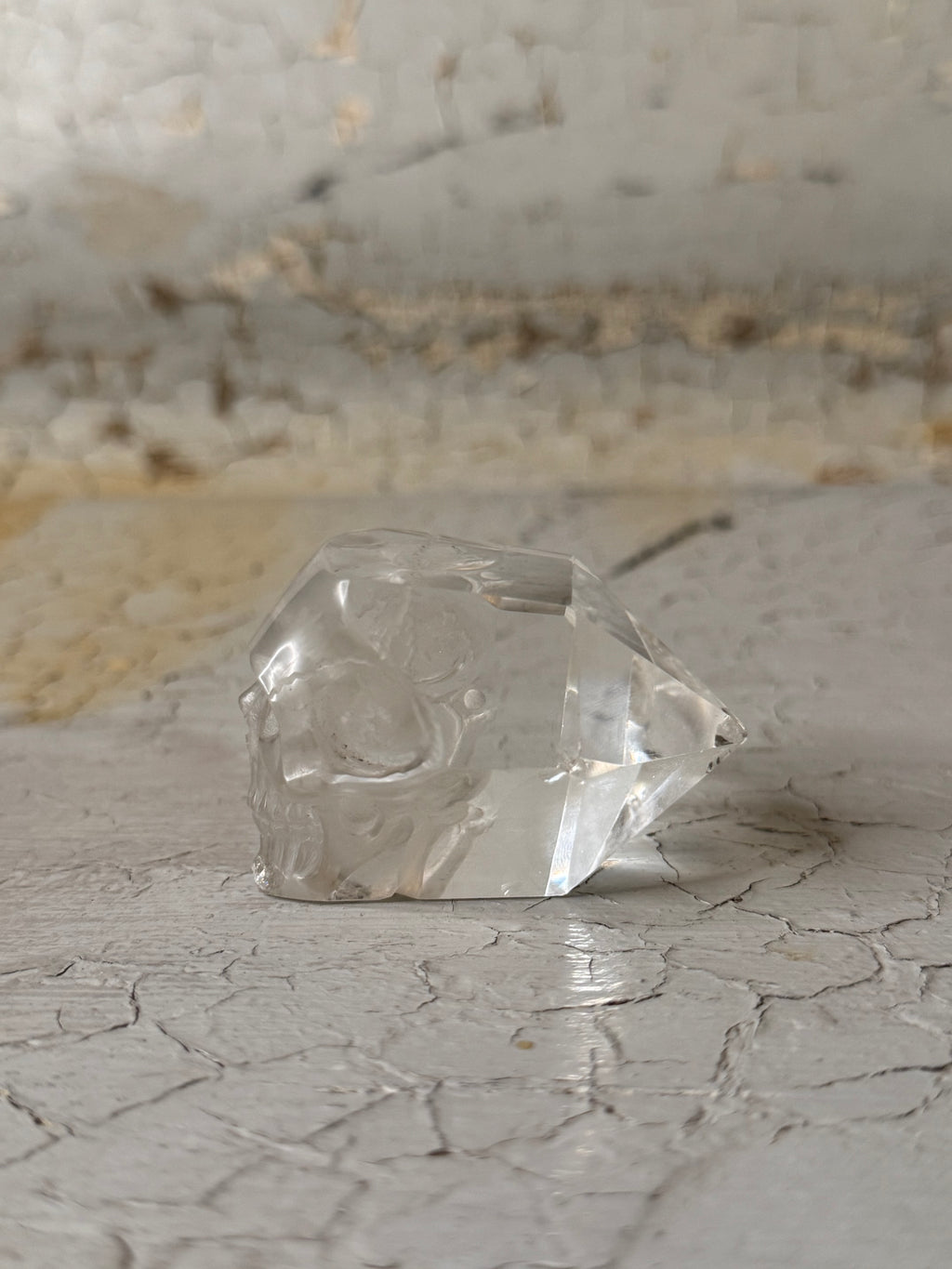 clear quartz crystal skull - hand carved