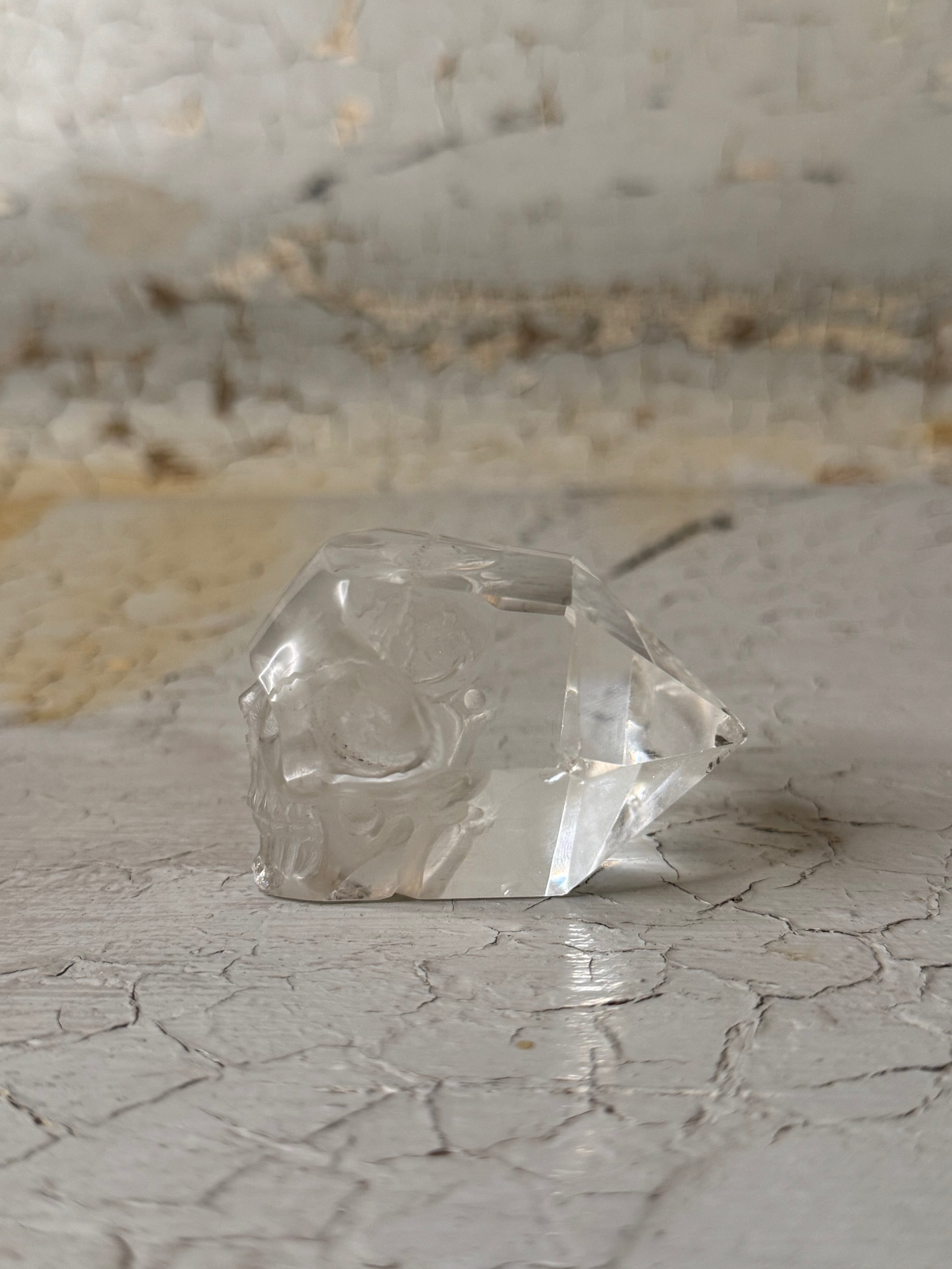 clear quartz crystal skull - hand carved
